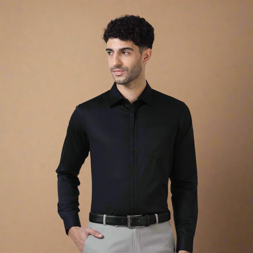 Alfred Black Shirt With Signature Concealed Placket - Image 9