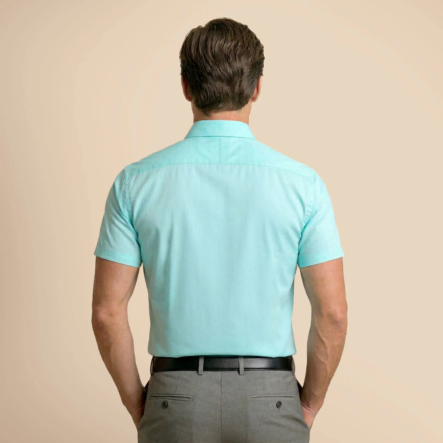 Ashley Half Sleeves Giza Cotton Shirt In Fresh Aqua - Image 4