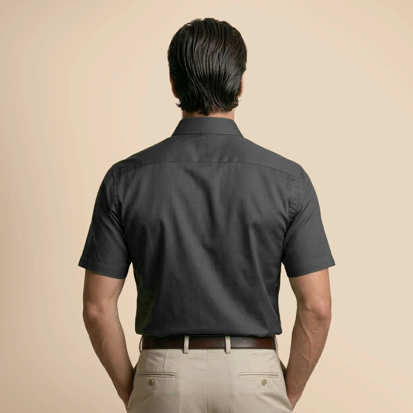Ashley Half Sleeves Giza Cotton Shirt In Gun Metal - Image 3