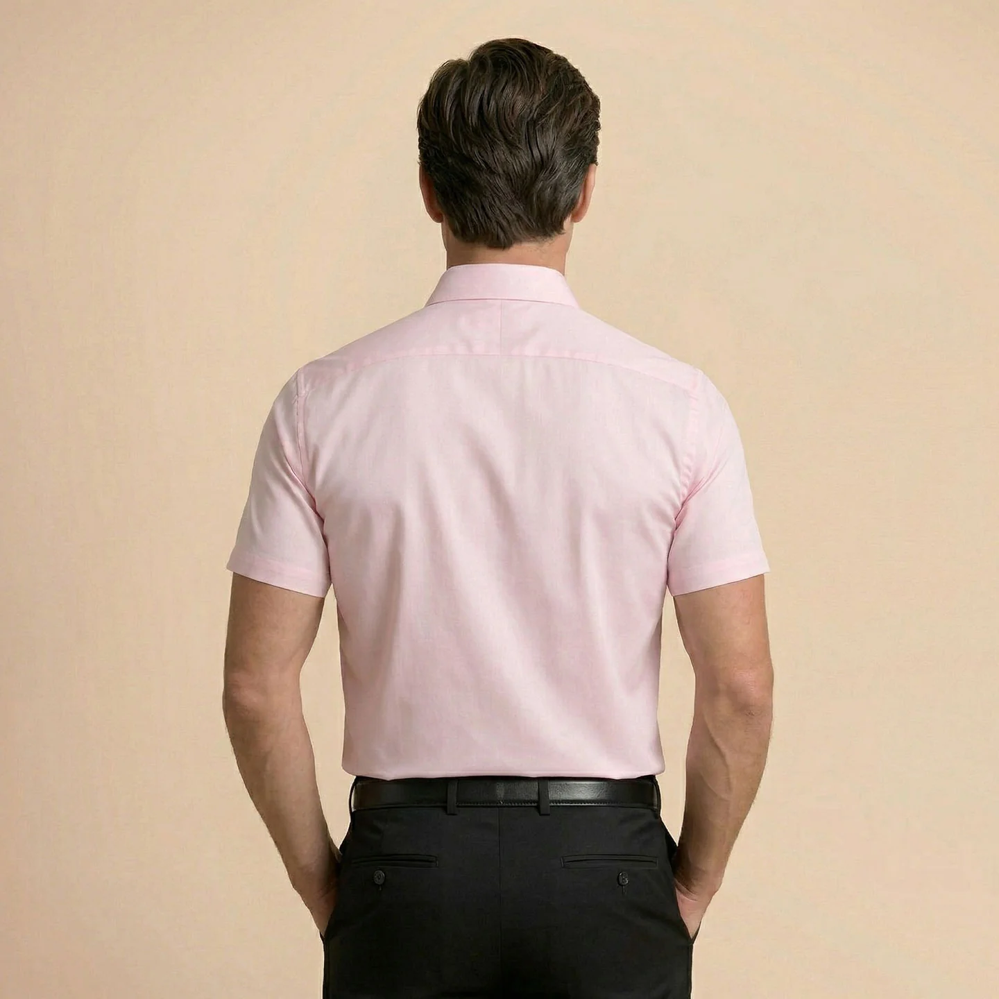 Ashley Half Sleeves Giza Cotton Shirt In Powder Pink - Image 3