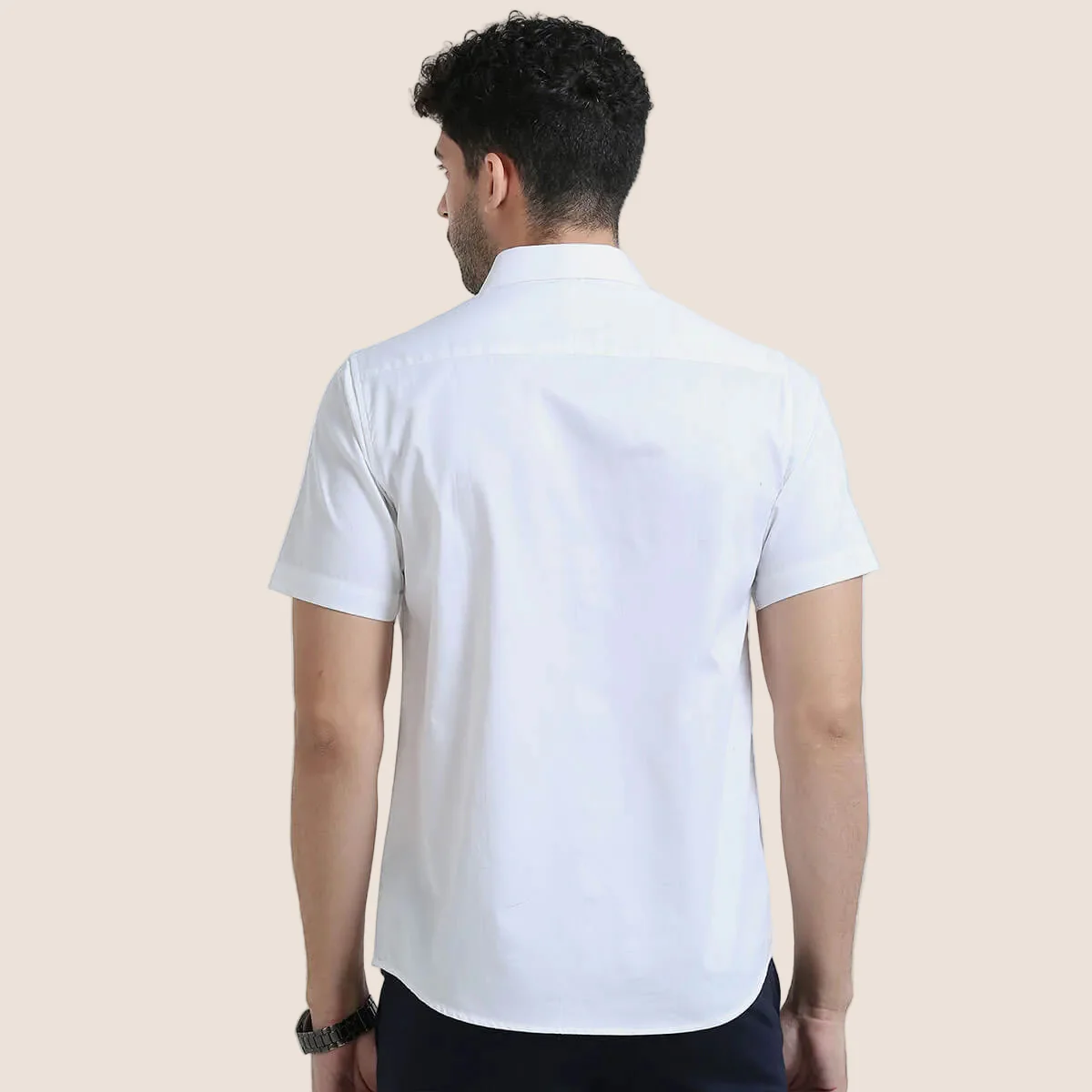 Ashley Half Sleeves Giza Cotton Shirt In Snow - Image 4
