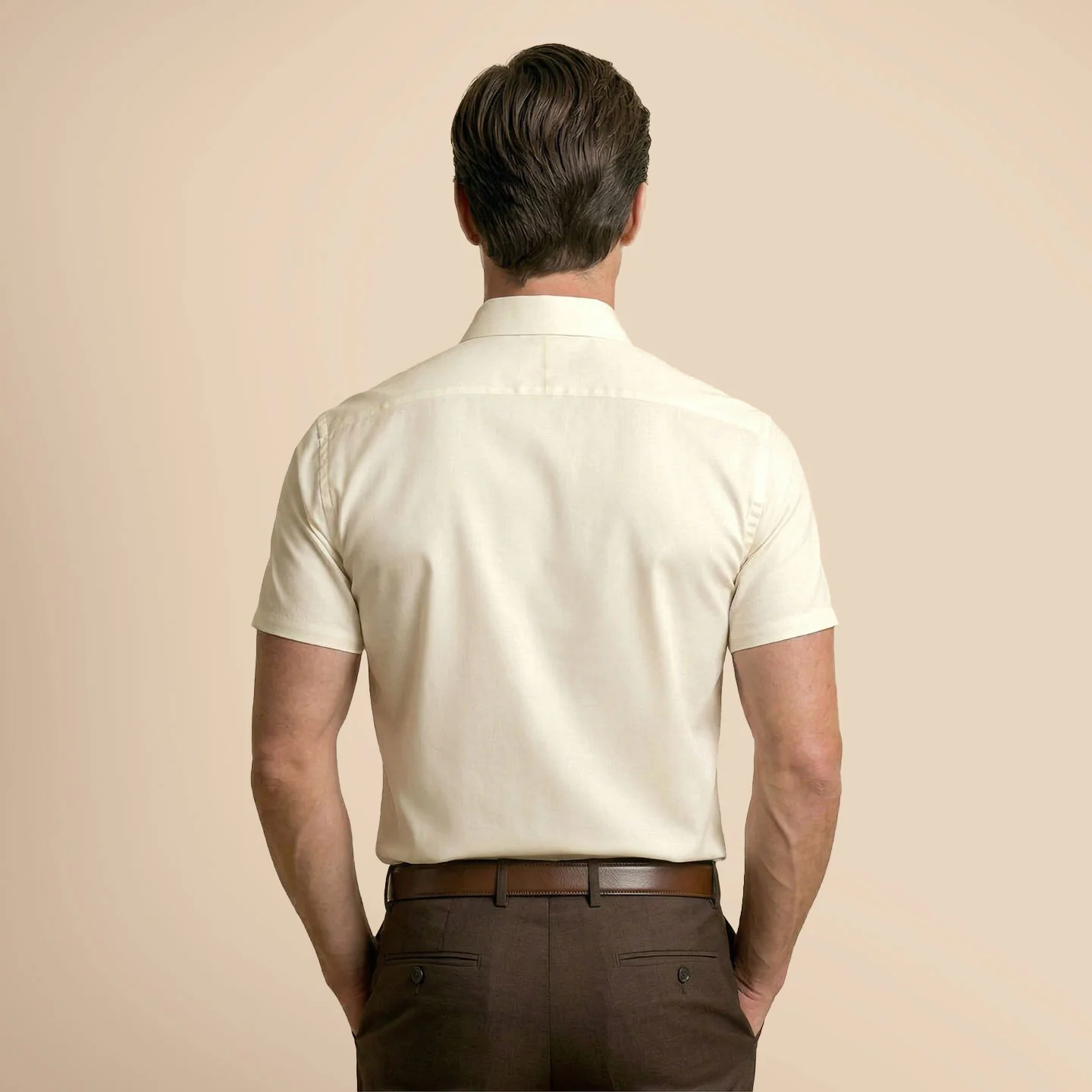 Ashley Half Sleeves Giza Cotton Shirt In Vanilla - Image 4