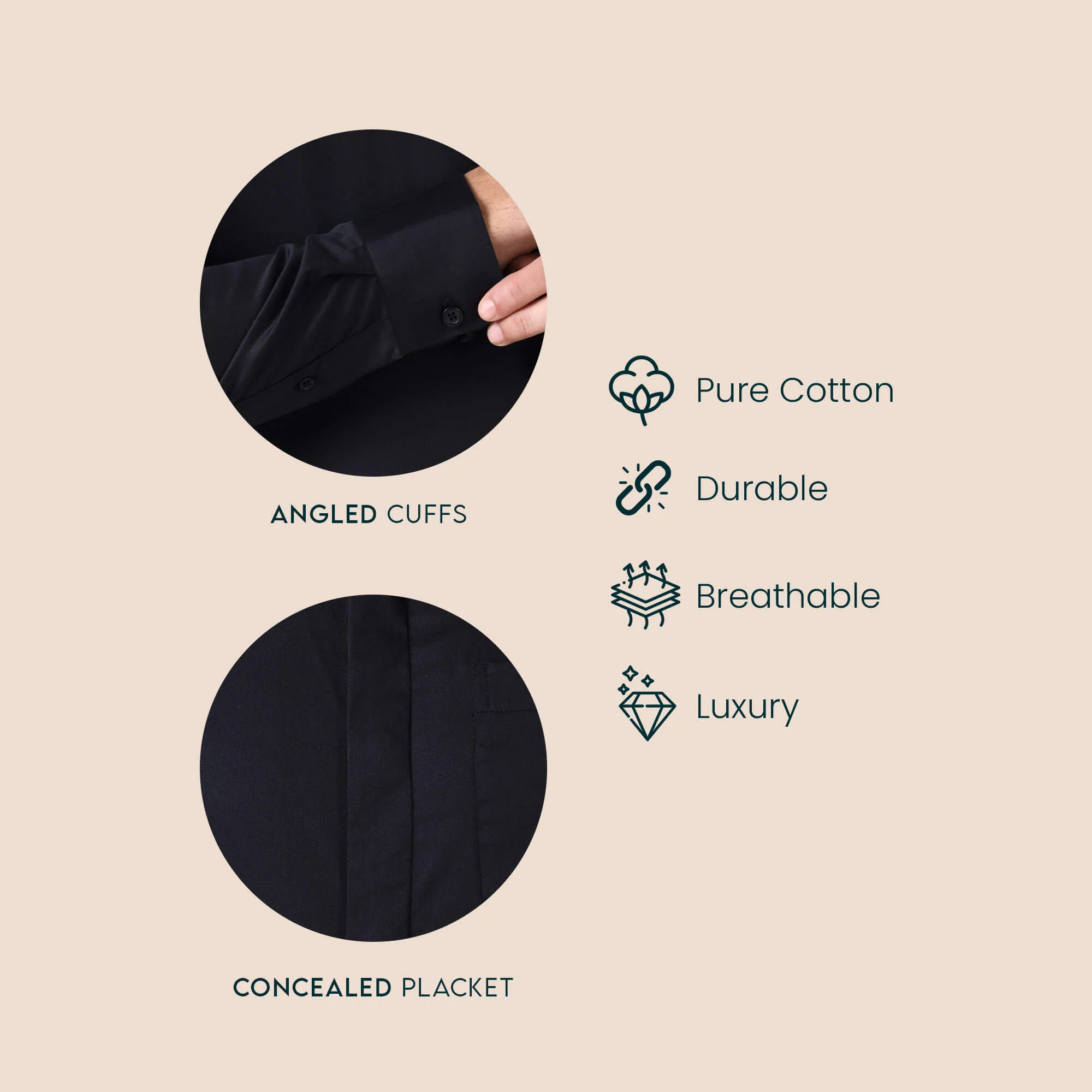 Bennet Black Shirt With Concealed Placket - Image 2