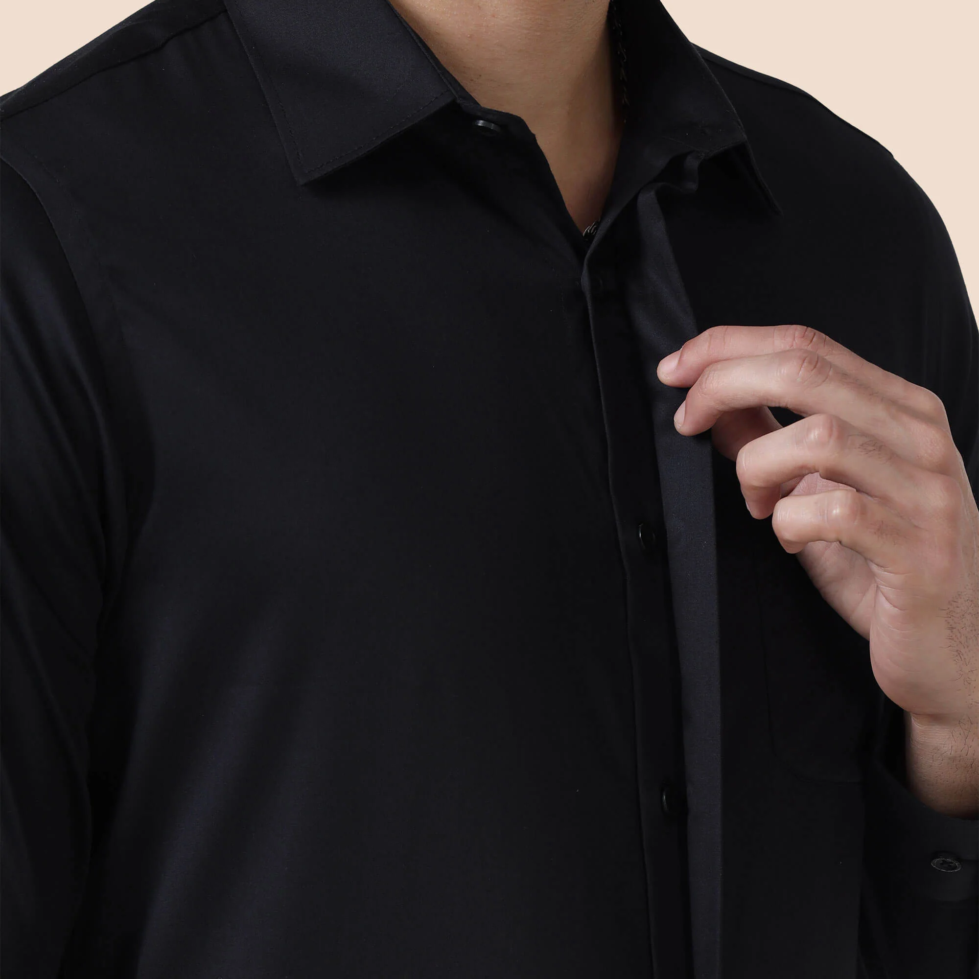 Bennet Black Shirt With Concealed Placket - Image 4