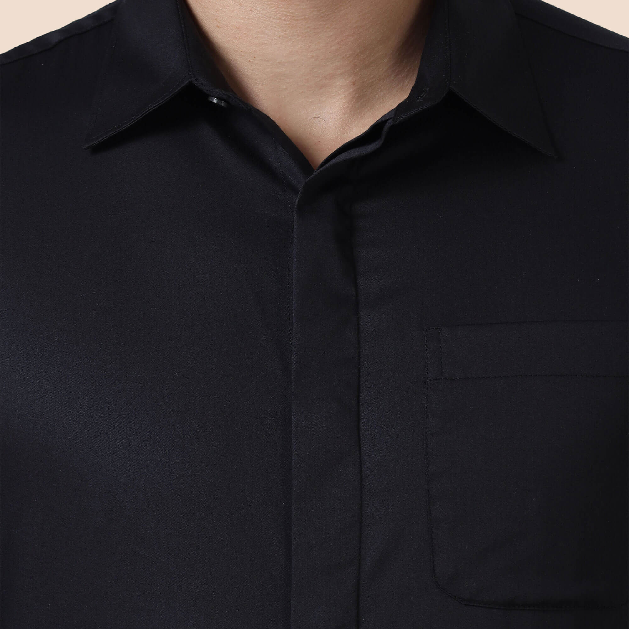 Bennet Black Shirt With Concealed Placket - Image 5
