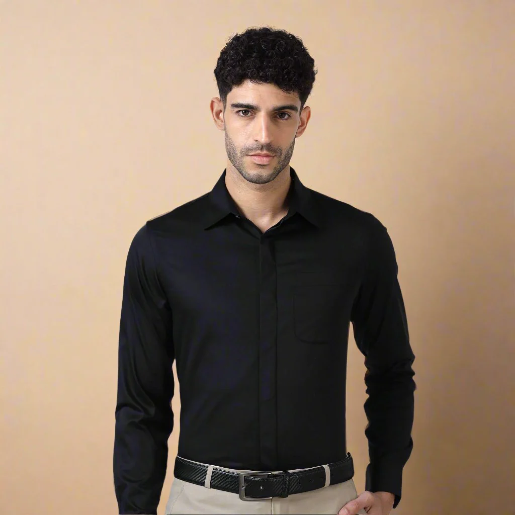 Bennet Black Shirt With Concealed Placket - Image 9