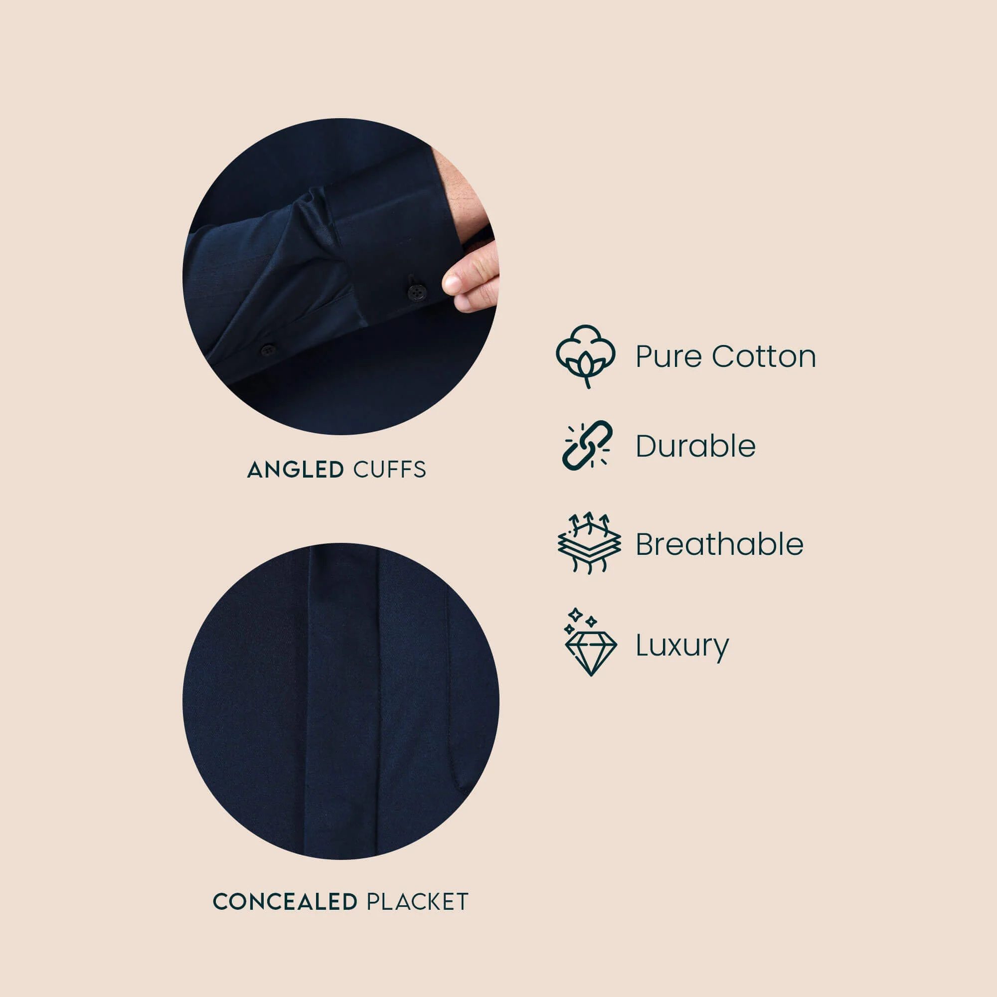 Bennet Navy Shirt With Concealed Placket - Image 2