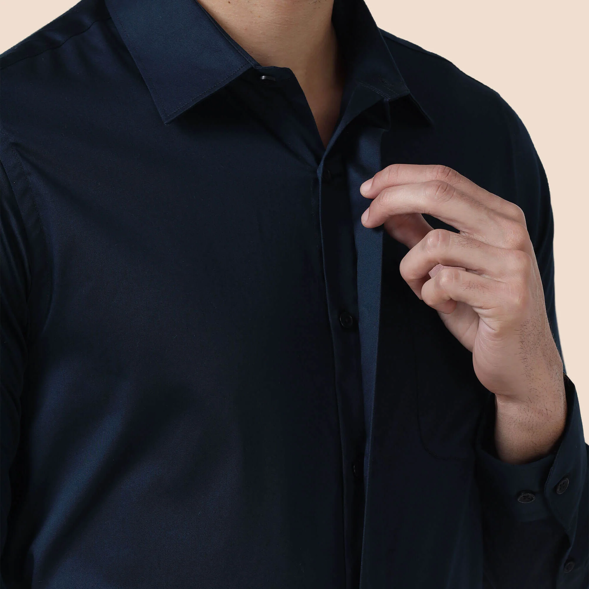 Bennet Navy Shirt With Concealed Placket - Image 4