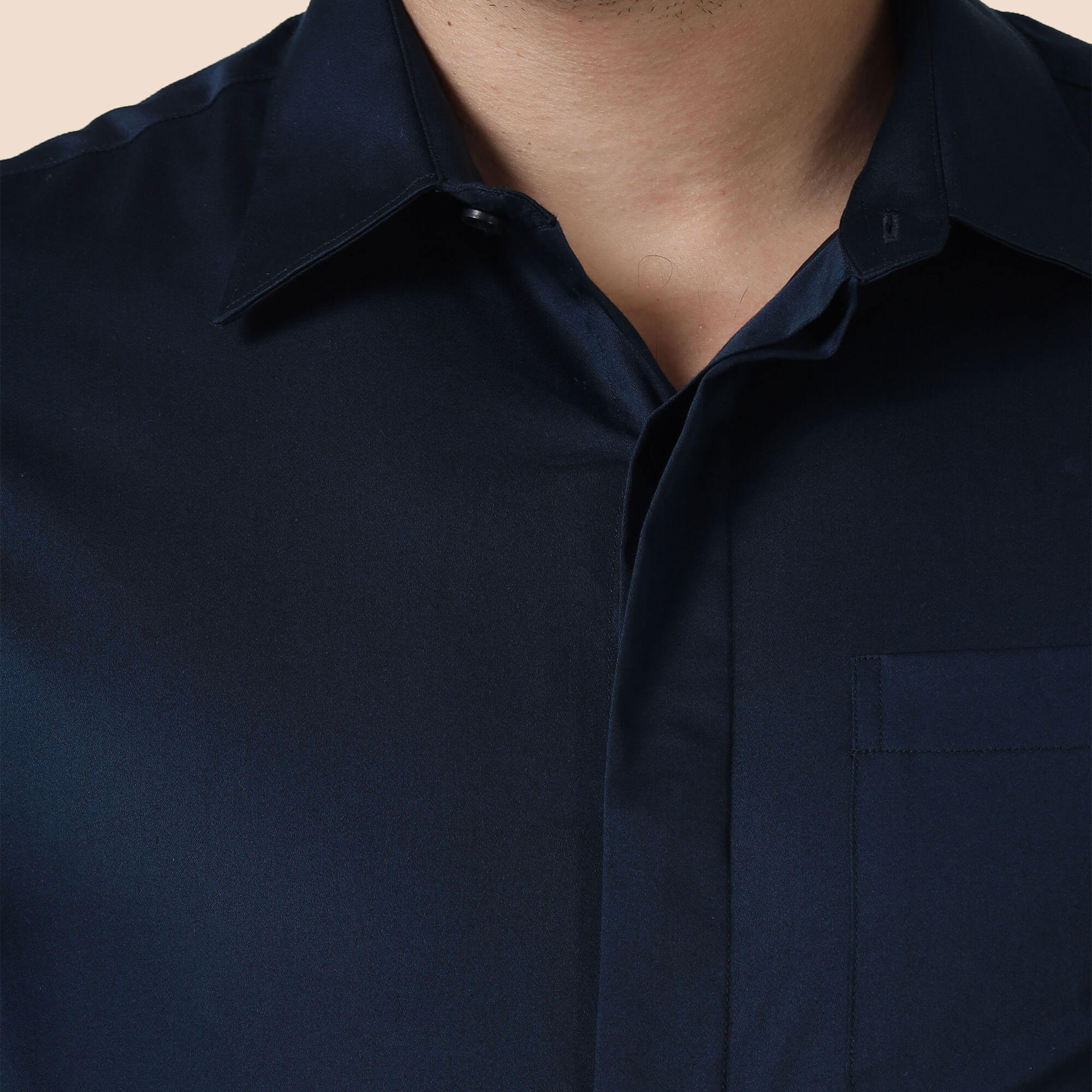 Bennet Navy Shirt With Concealed Placket - Image 5