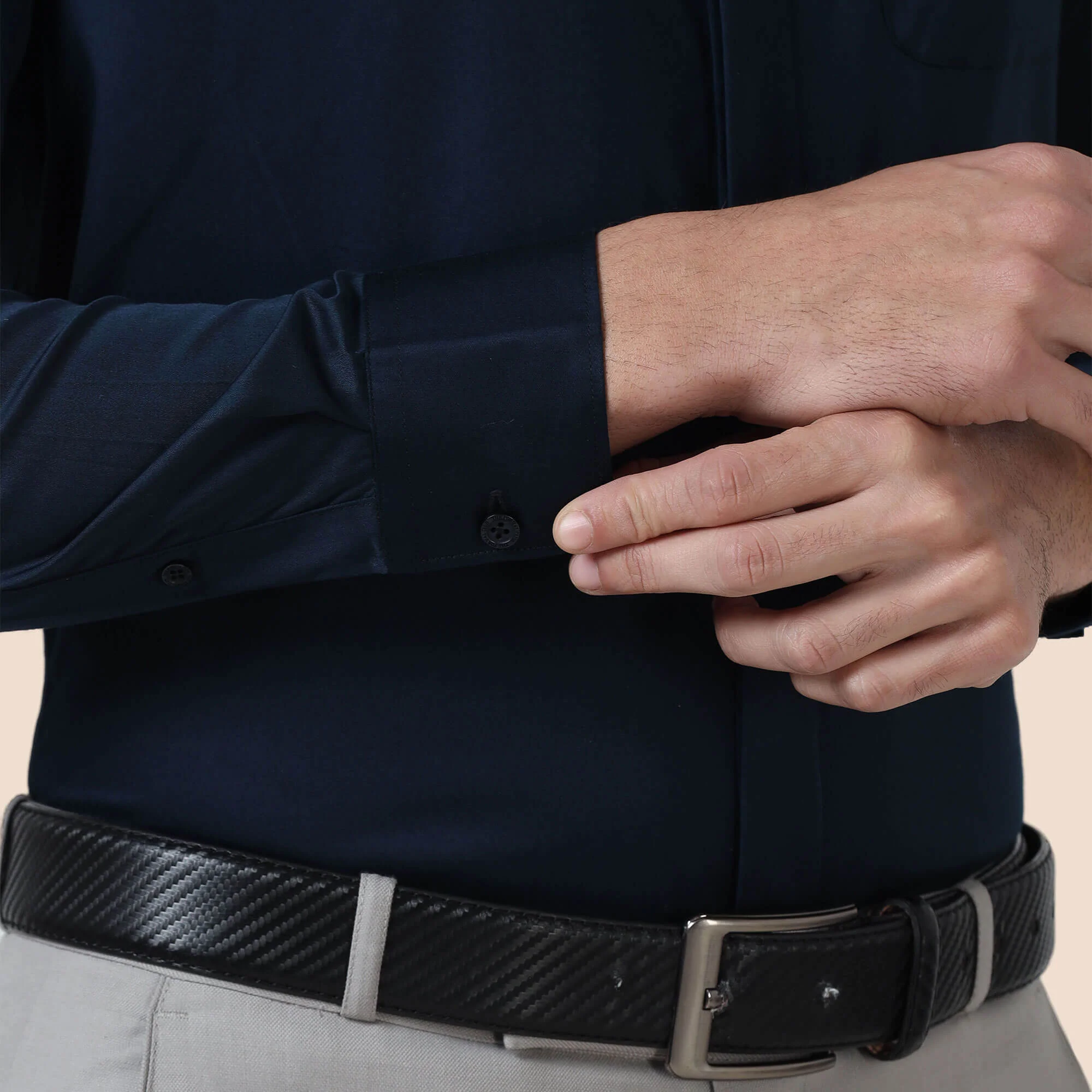 Bennet Navy Shirt With Concealed Placket - Image 6