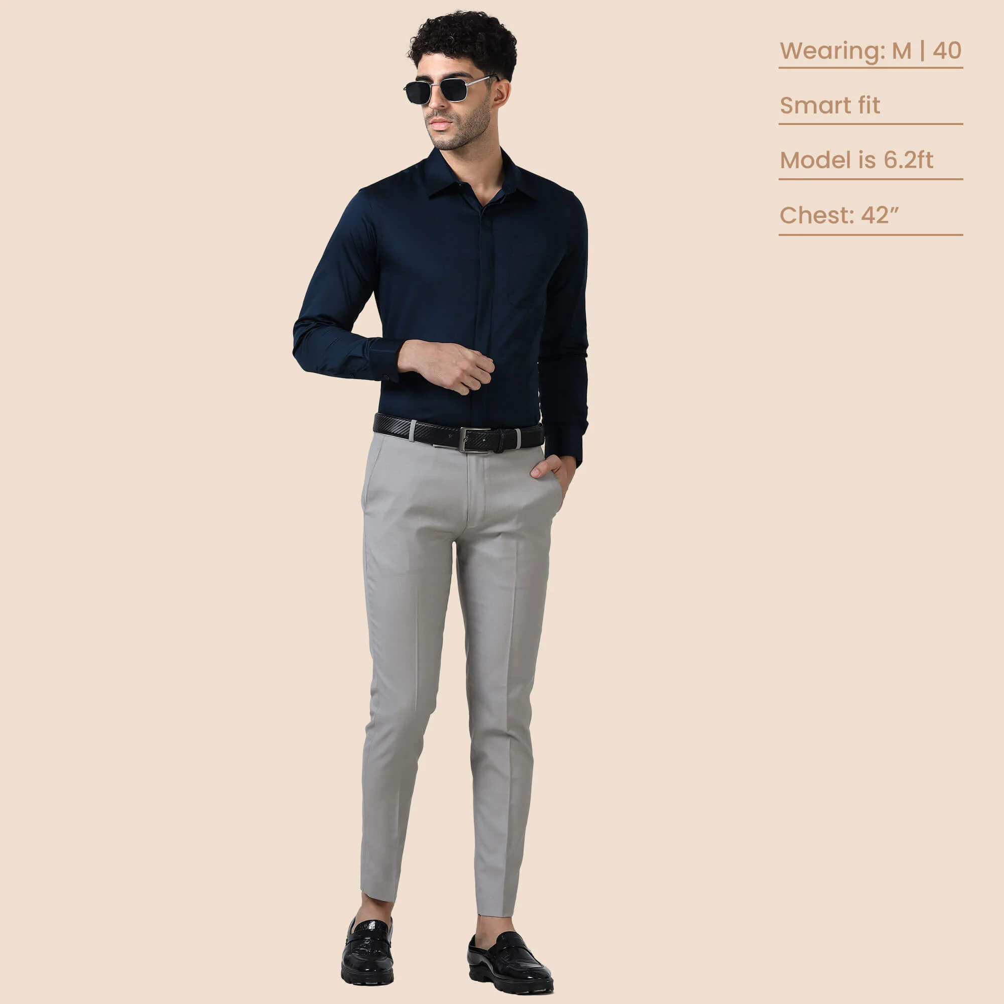 Bennet Navy Shirt With Concealed Placket - Image 8