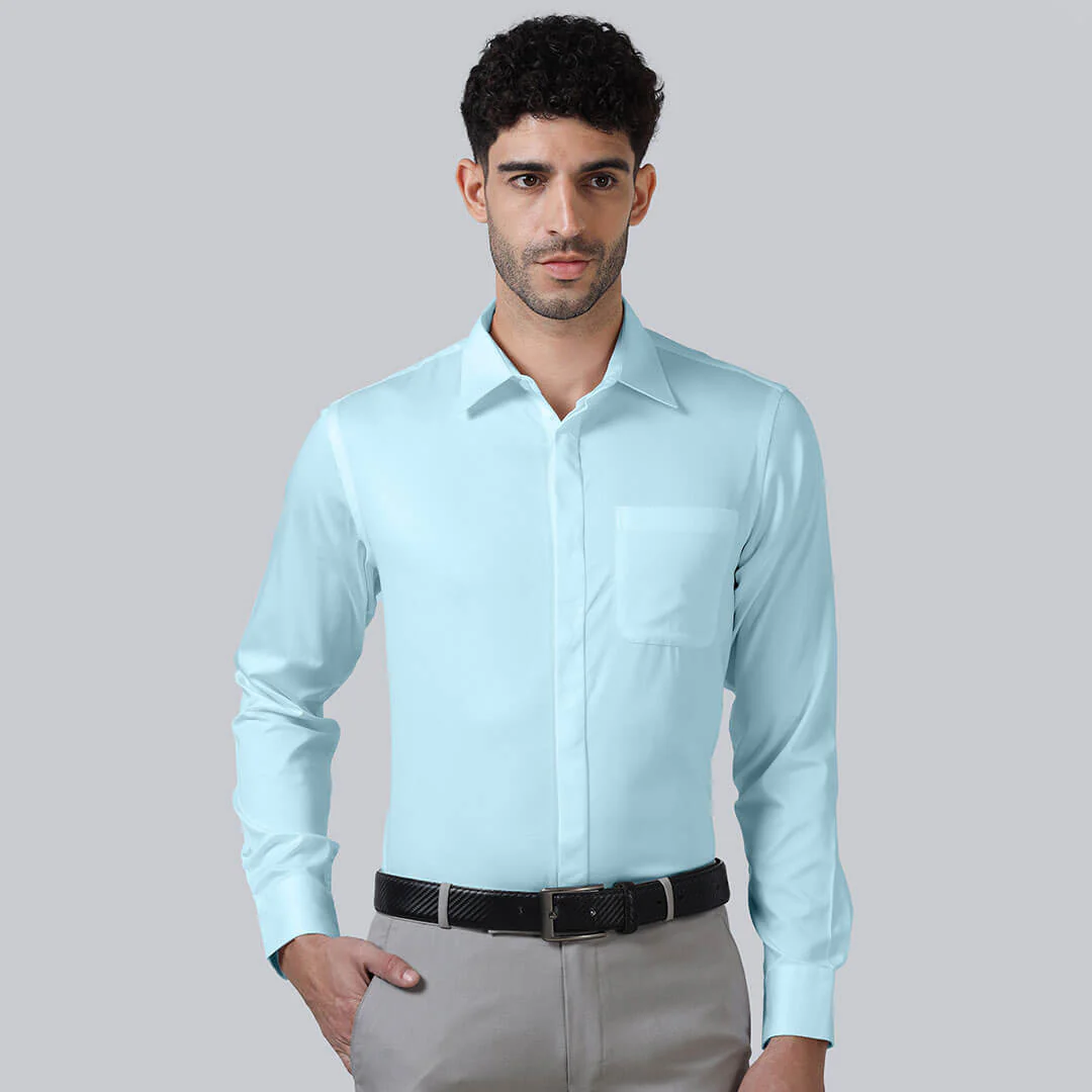 Bennet Sky Blue Shirt With Concealed Placket
