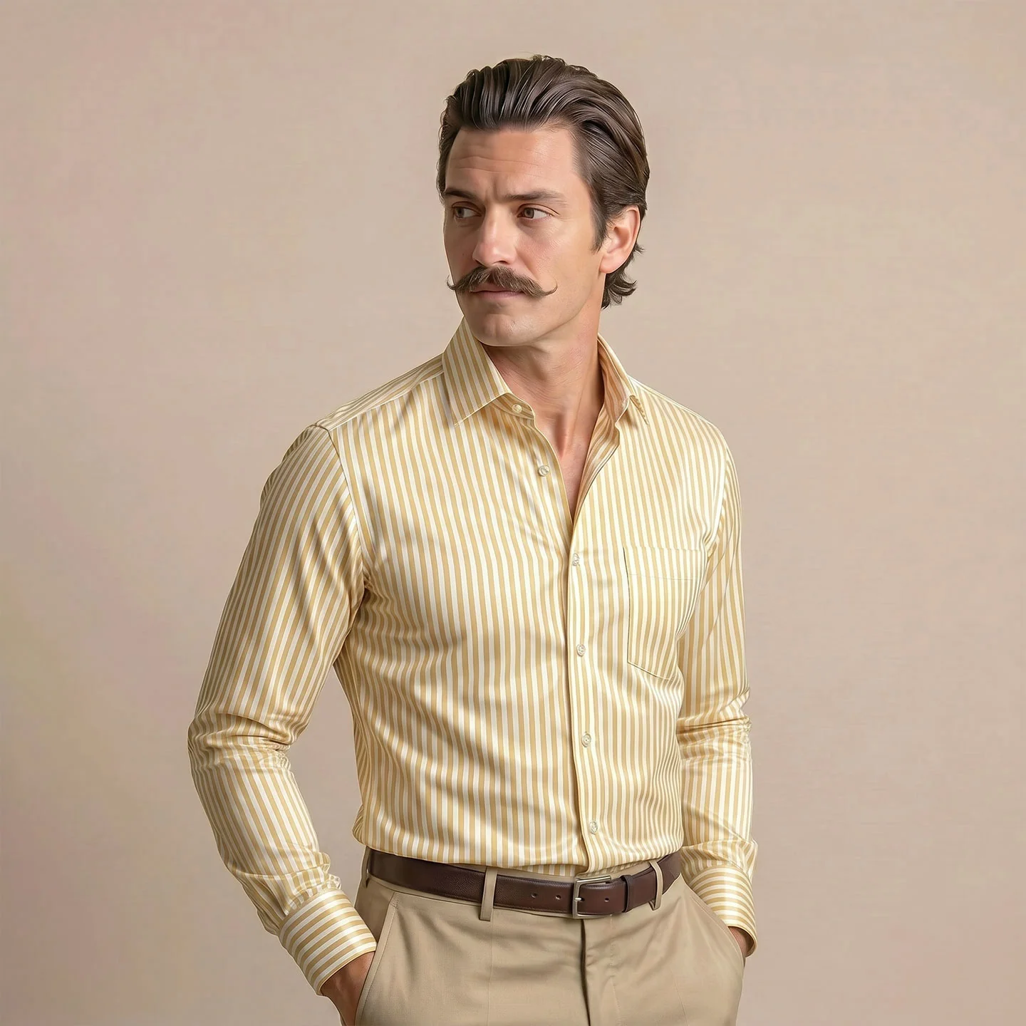 Boardroom Bengal Stripes Shirt In Buttercup - Image 4