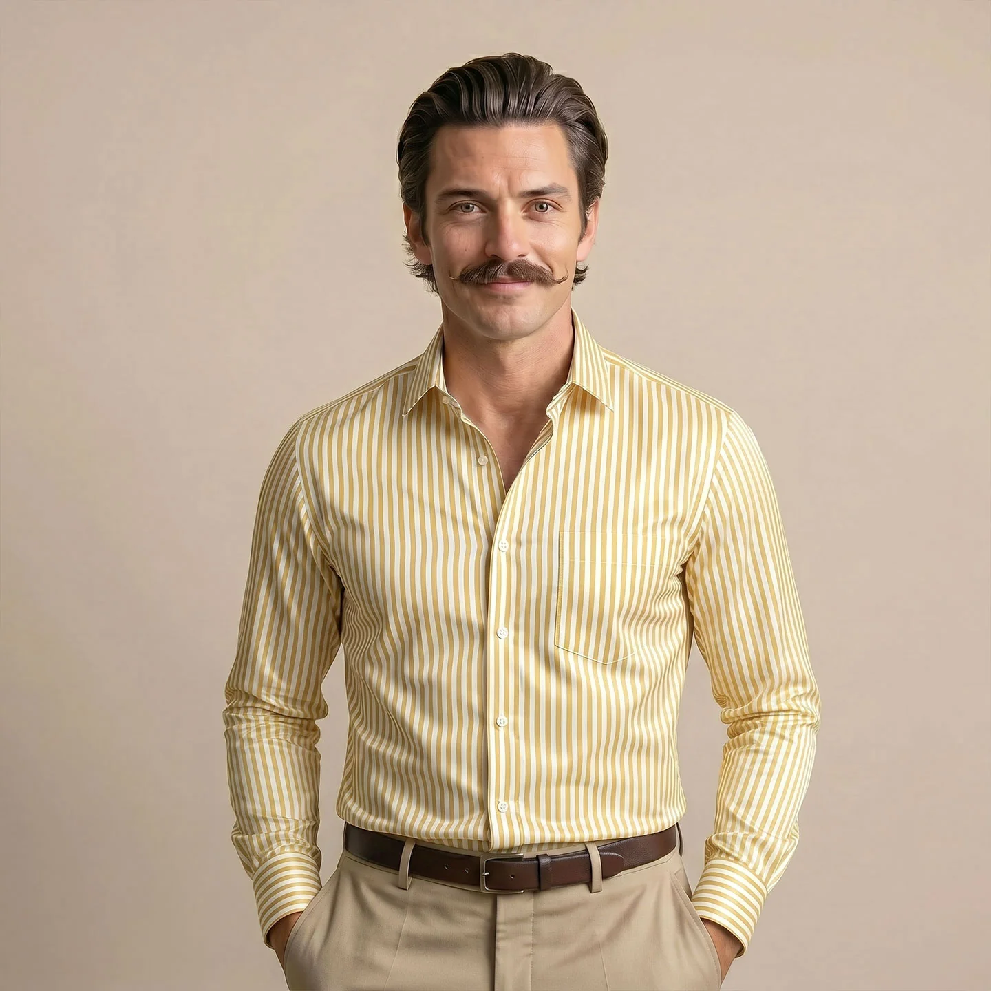Boardroom Bengal Stripes Shirt In Buttercup - Image 7