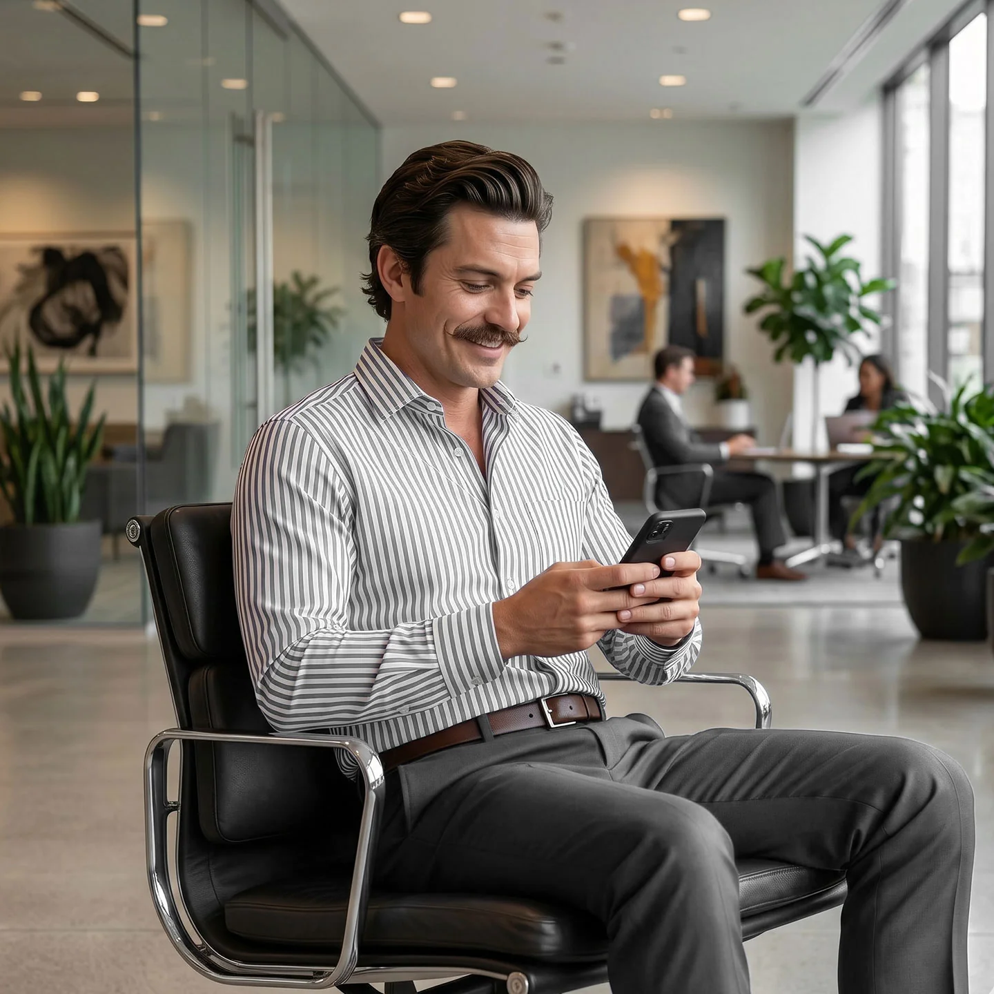 Boardroom Bengal Stripes Shirt In Space Grey - Image 8