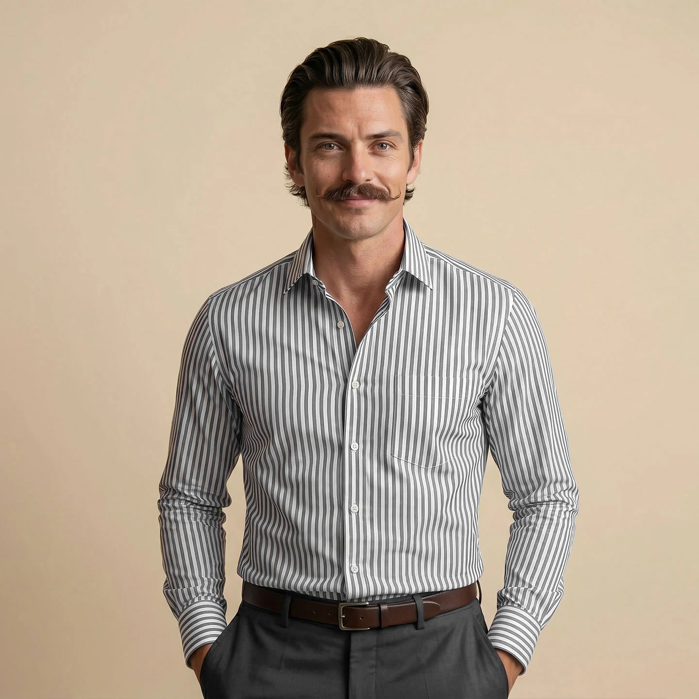 Boardroom Bengal Stripes Shirt In Space Grey - Image 9