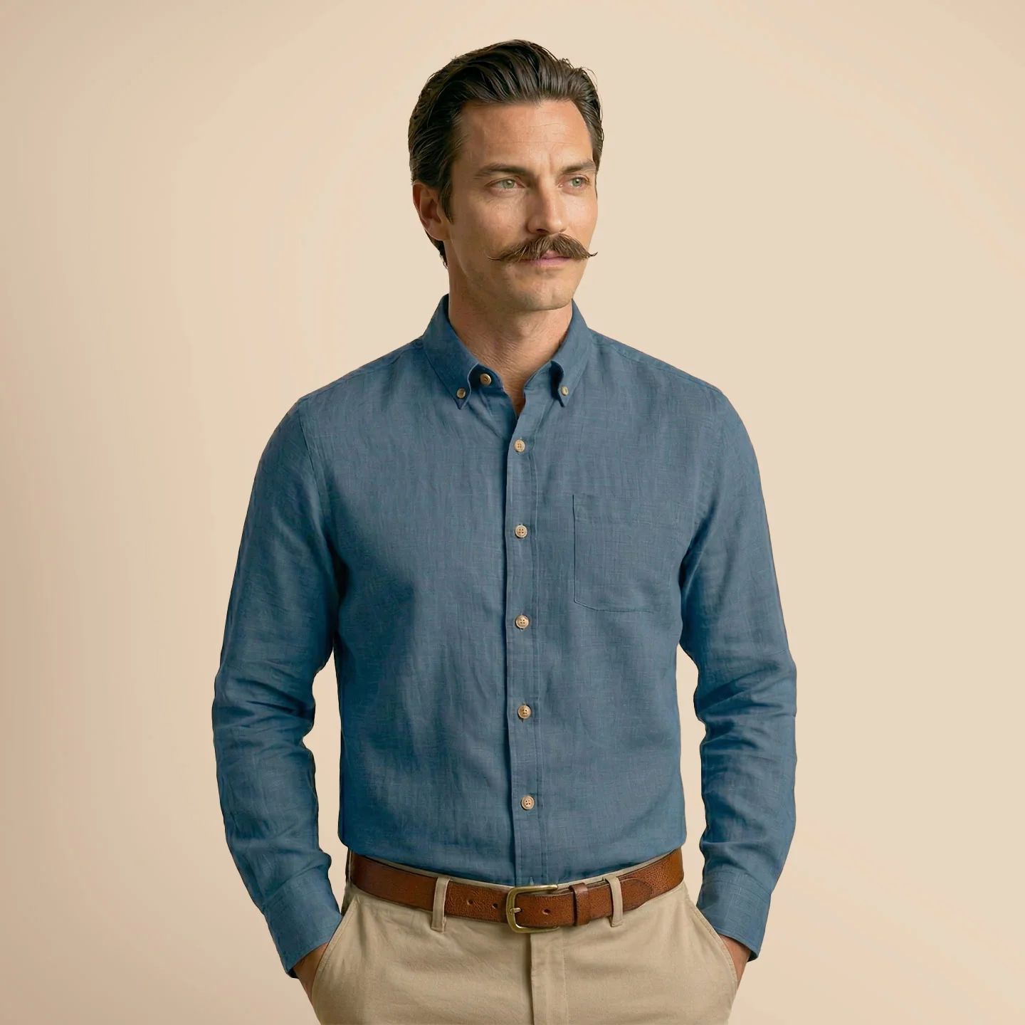 Breeze Linen Full Sleeves Shirt In Denim - Image 3