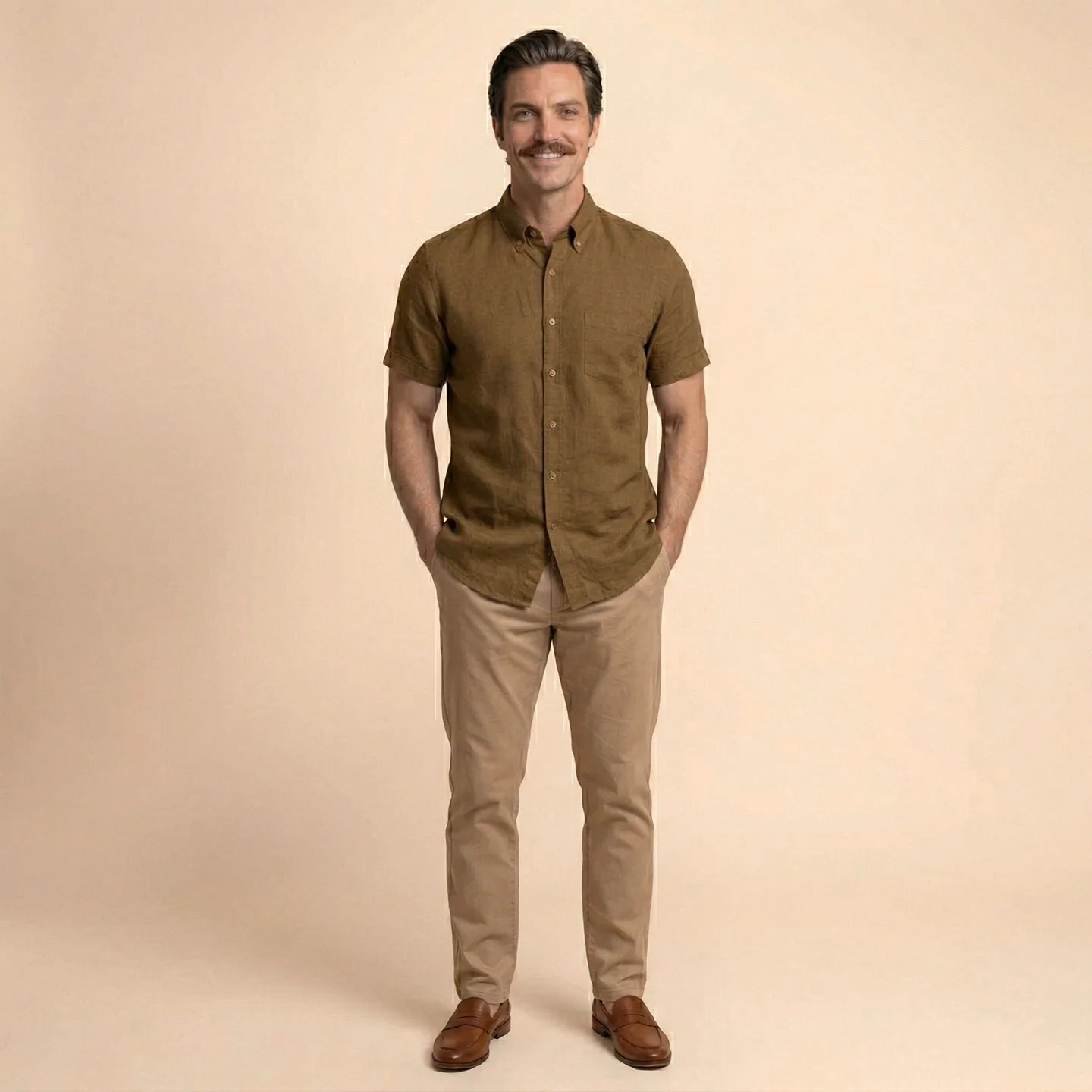 Breeze Linen Half Sleeves Shirt in Cocoa - Image 5