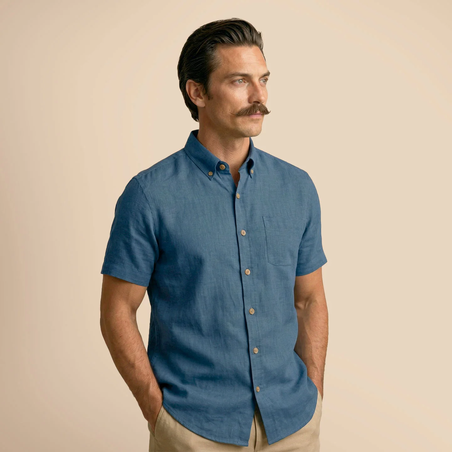 Breeze Linen Half Sleeves Shirt In Indigo - Image 3