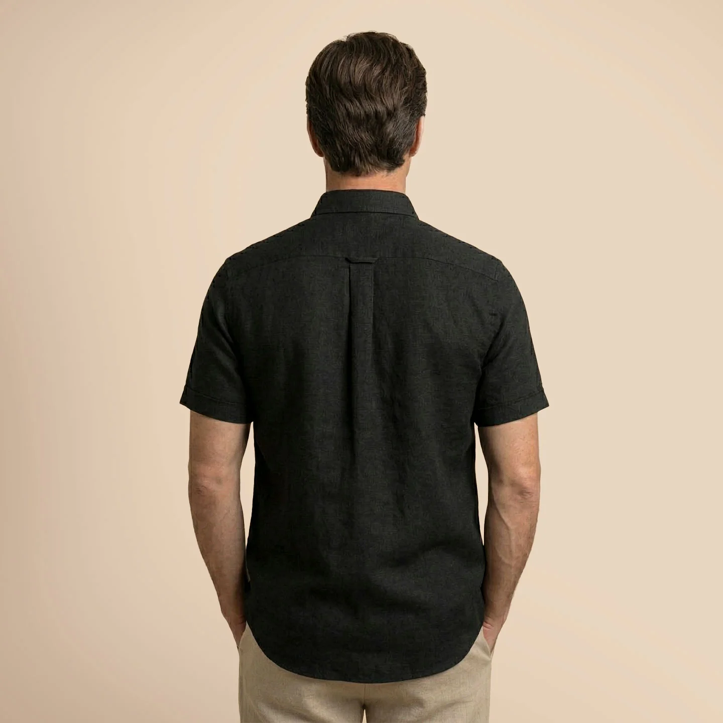 Breeze Linen Half Sleeves Shirt In Raven - Image 4