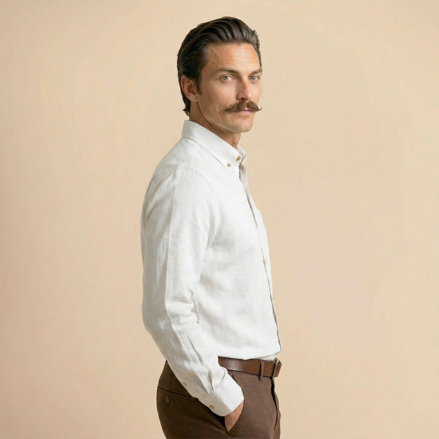 Breeze Linen Full Sleeves Shirt In Ivory - Image 3