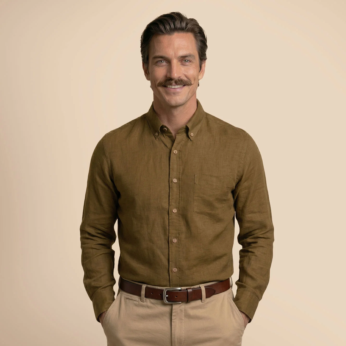 Breeze Linen Full Sleeves Shirt In Mocha - Image 7