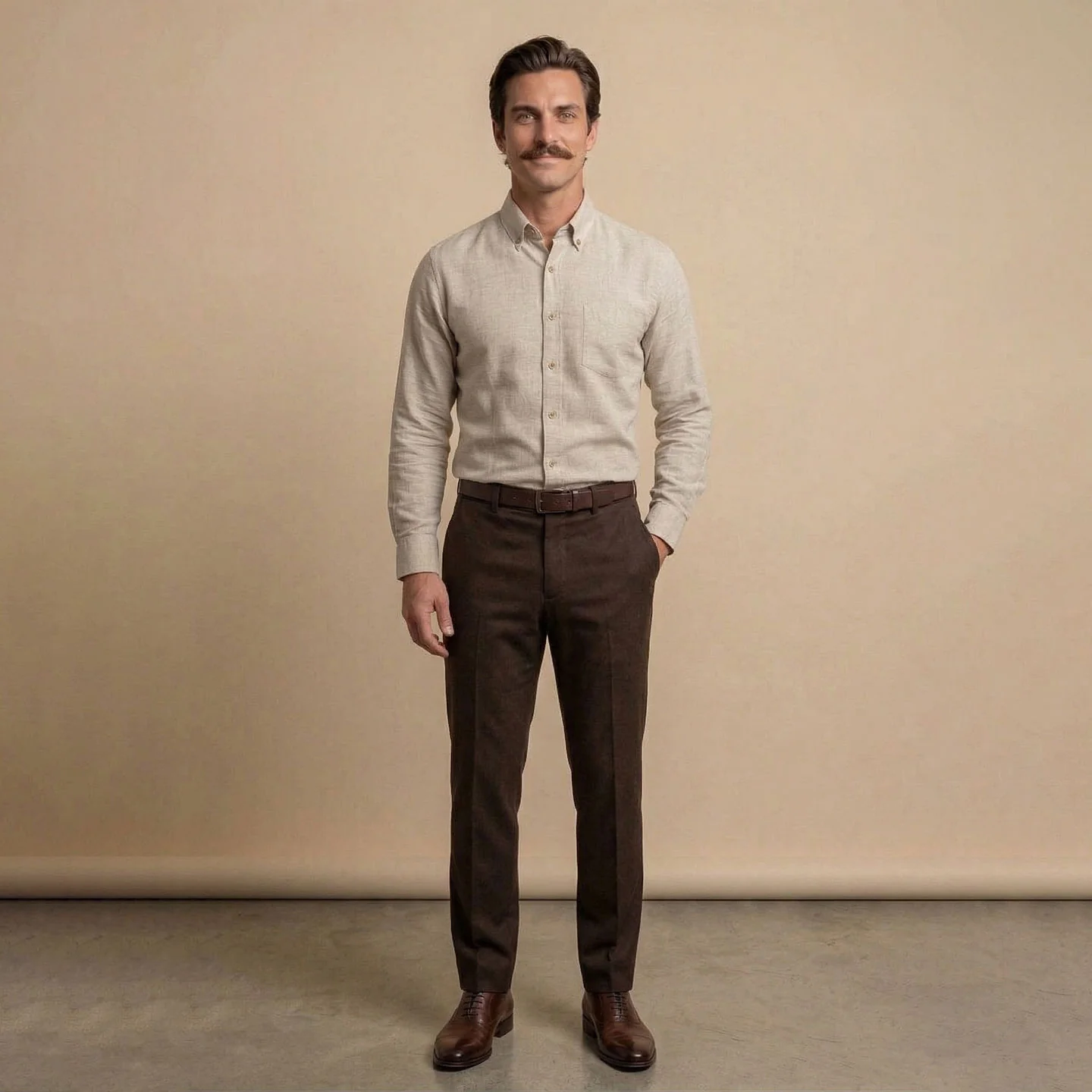 Breeze Linen Full Sleeves Shirt In Mushroom - Image 5