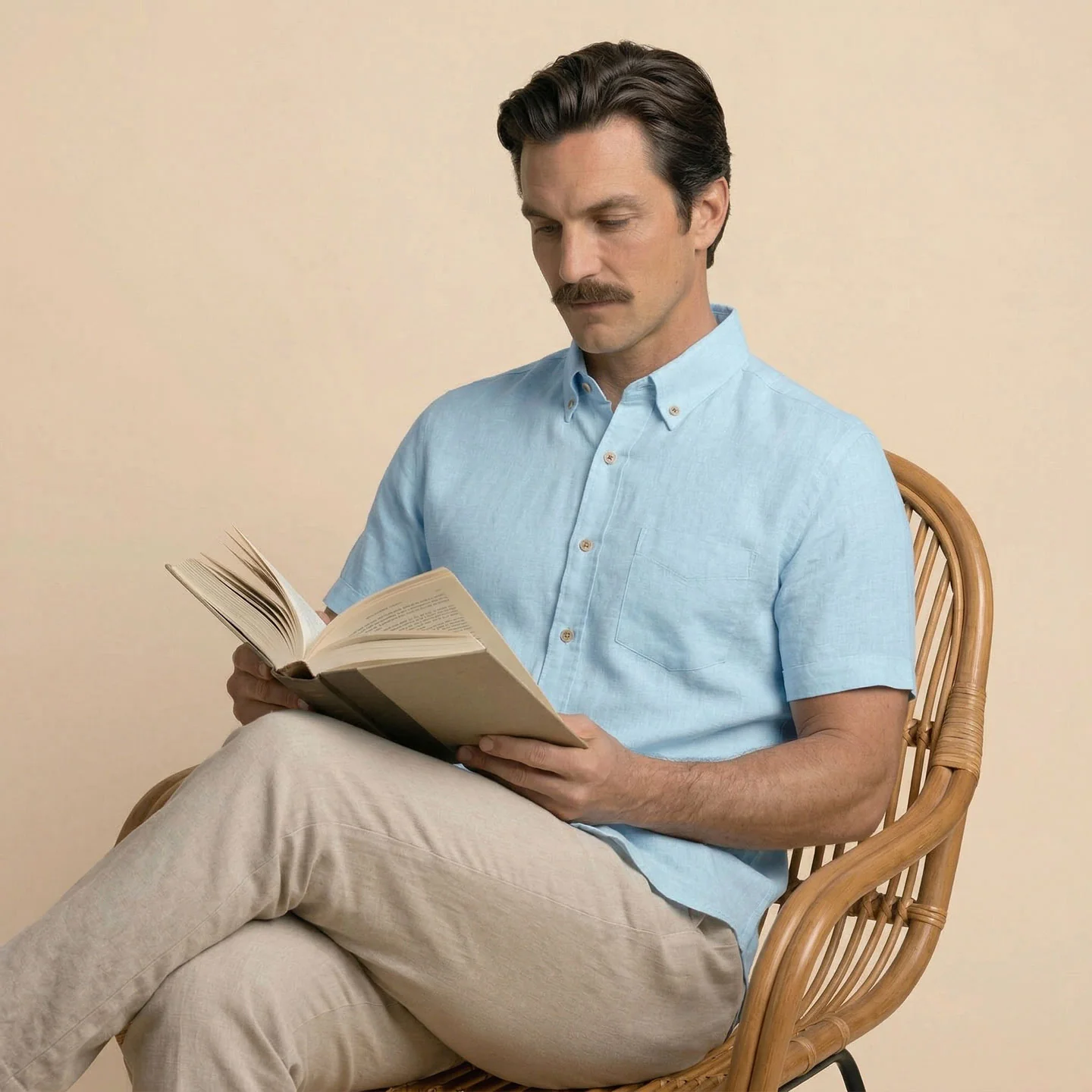 Breeze Linen Half Sleeves Shirt In Powder Blue - Image 5