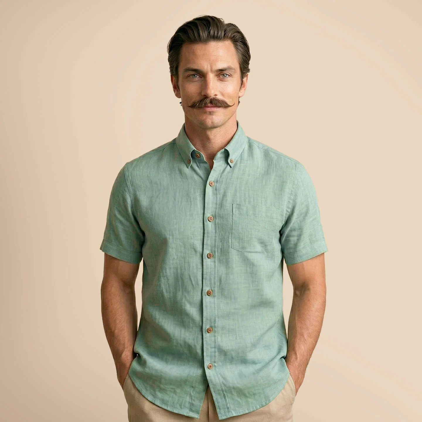 Breeze Linen Half Sleeves Shirt In Watercress - Image 3