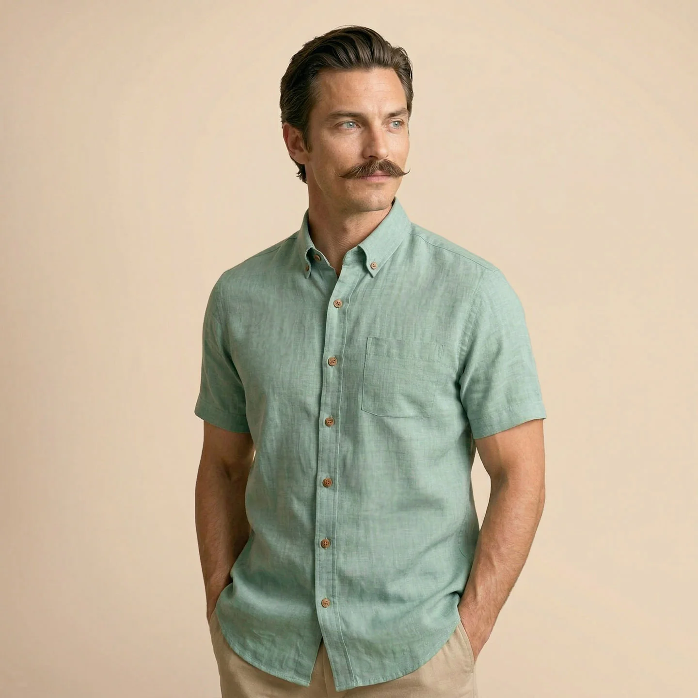 Breeze Linen Half Sleeves Shirt In Watercress - Image 6