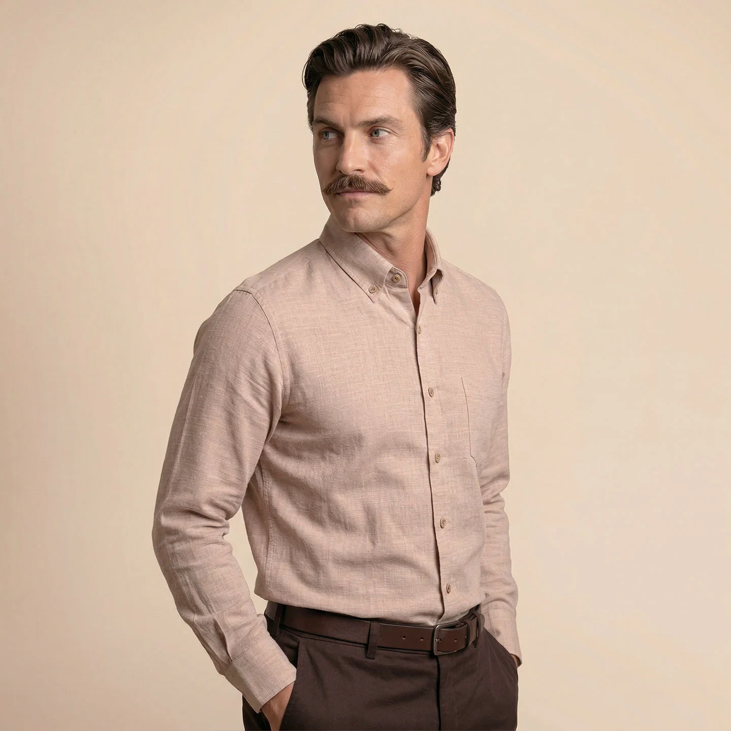 Breeze Linen Full Sleeves Shirt In Wood Rose - Image 3