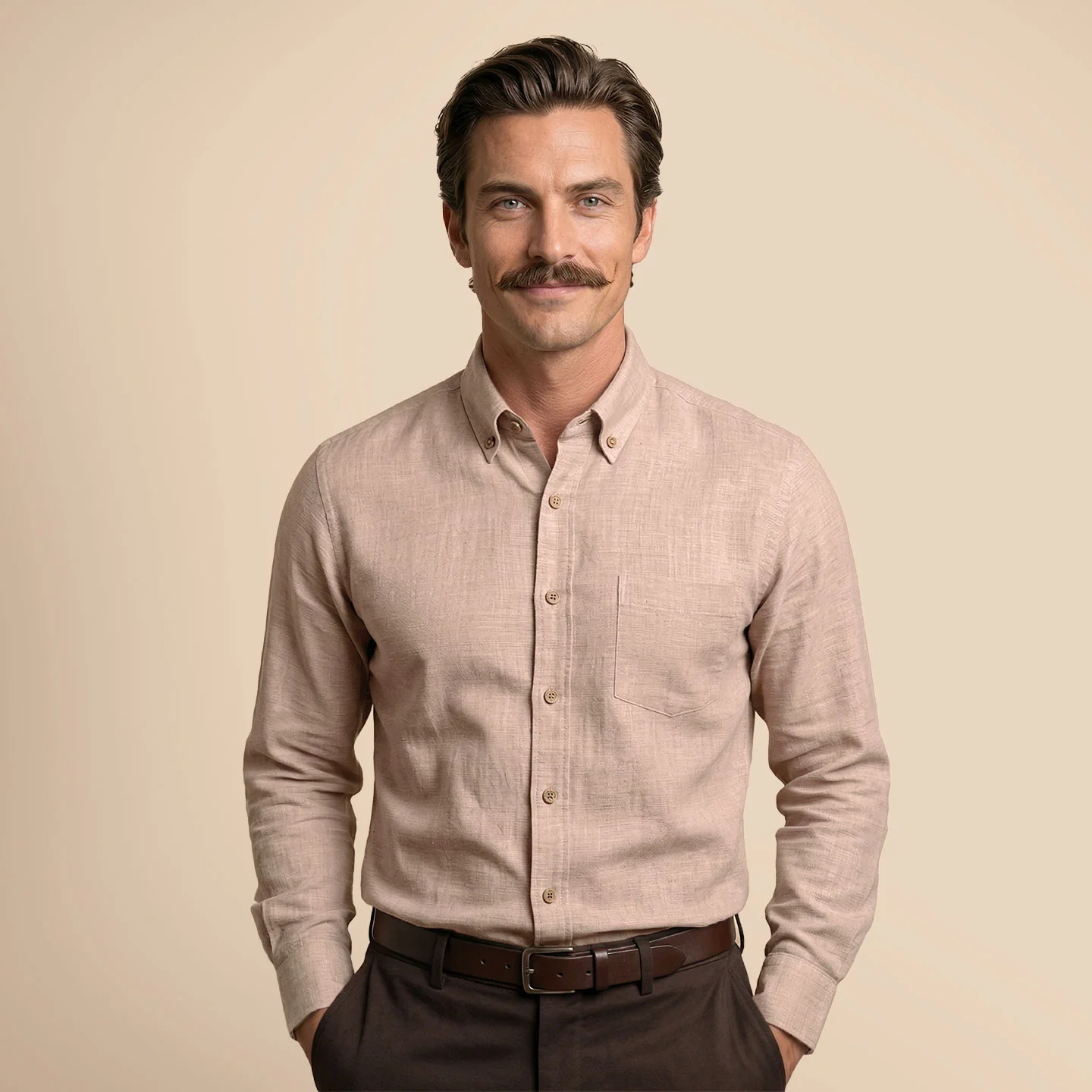 Breeze Linen Full Sleeves Shirt In Wood Rose - Image 6