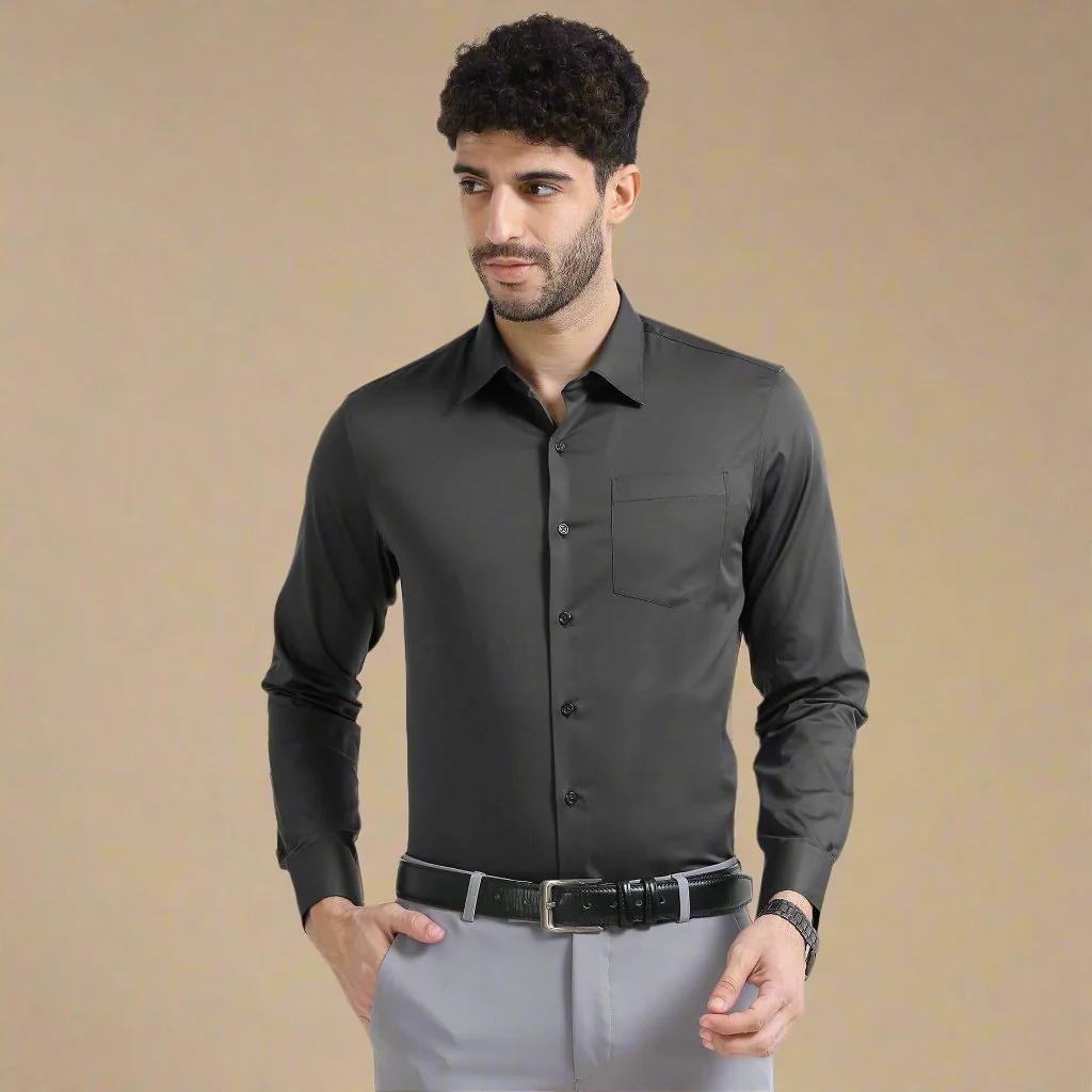 Cambridge Giza Cotton Shirt In Gun Metal - Image 10