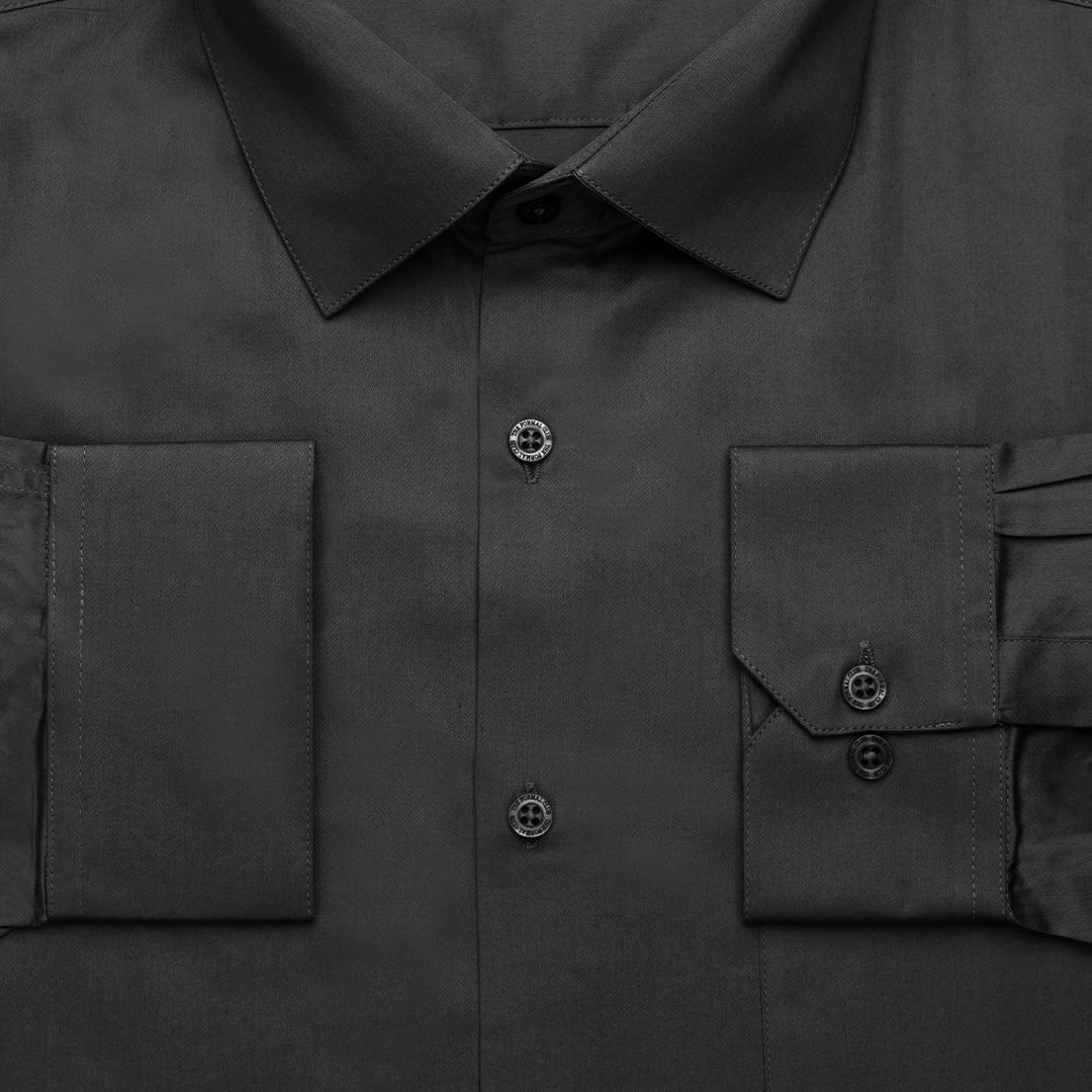Cambridge Giza Cotton Shirt In Gun Metal - Image 4