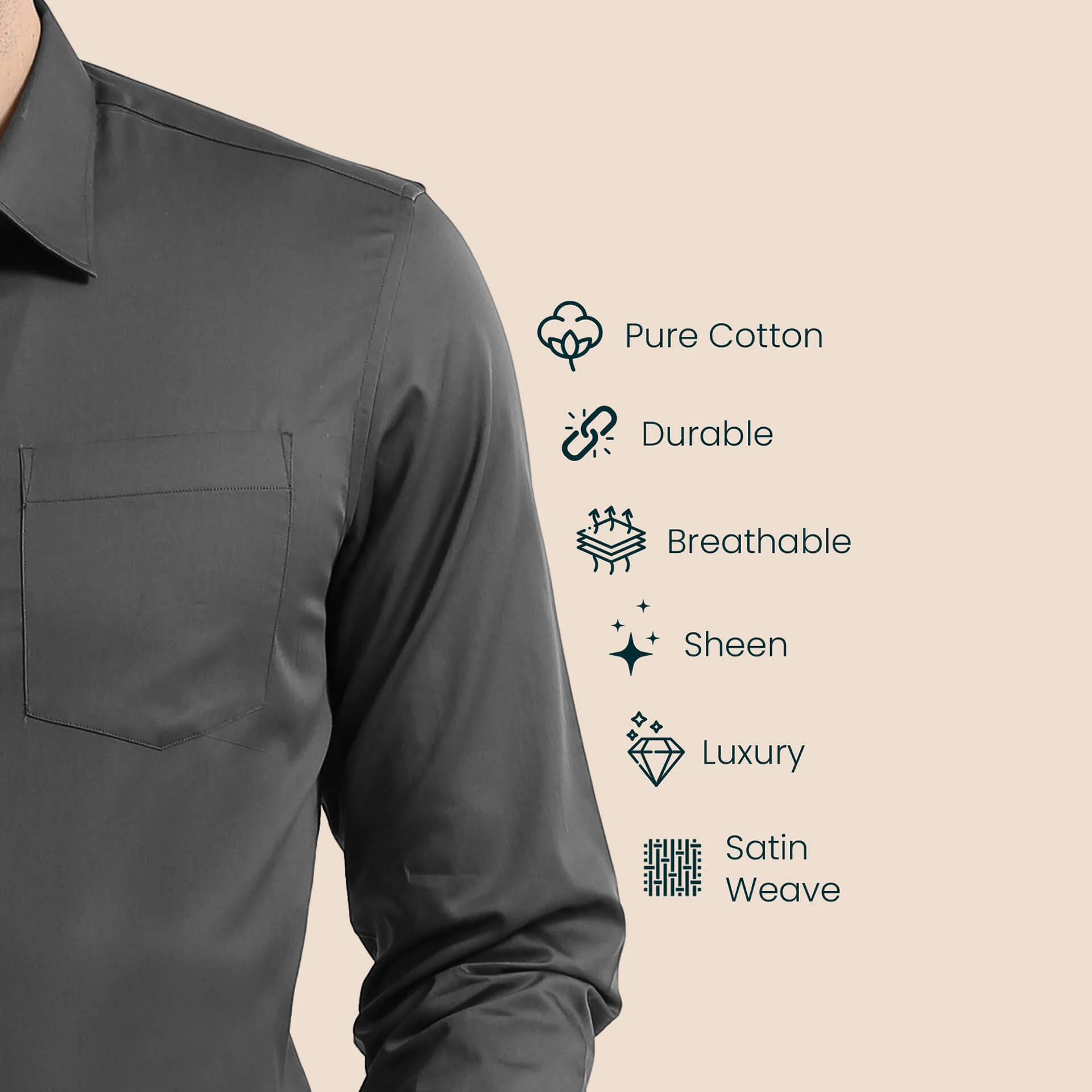 Cambridge Giza Cotton Shirt In Gun Metal - Image 5