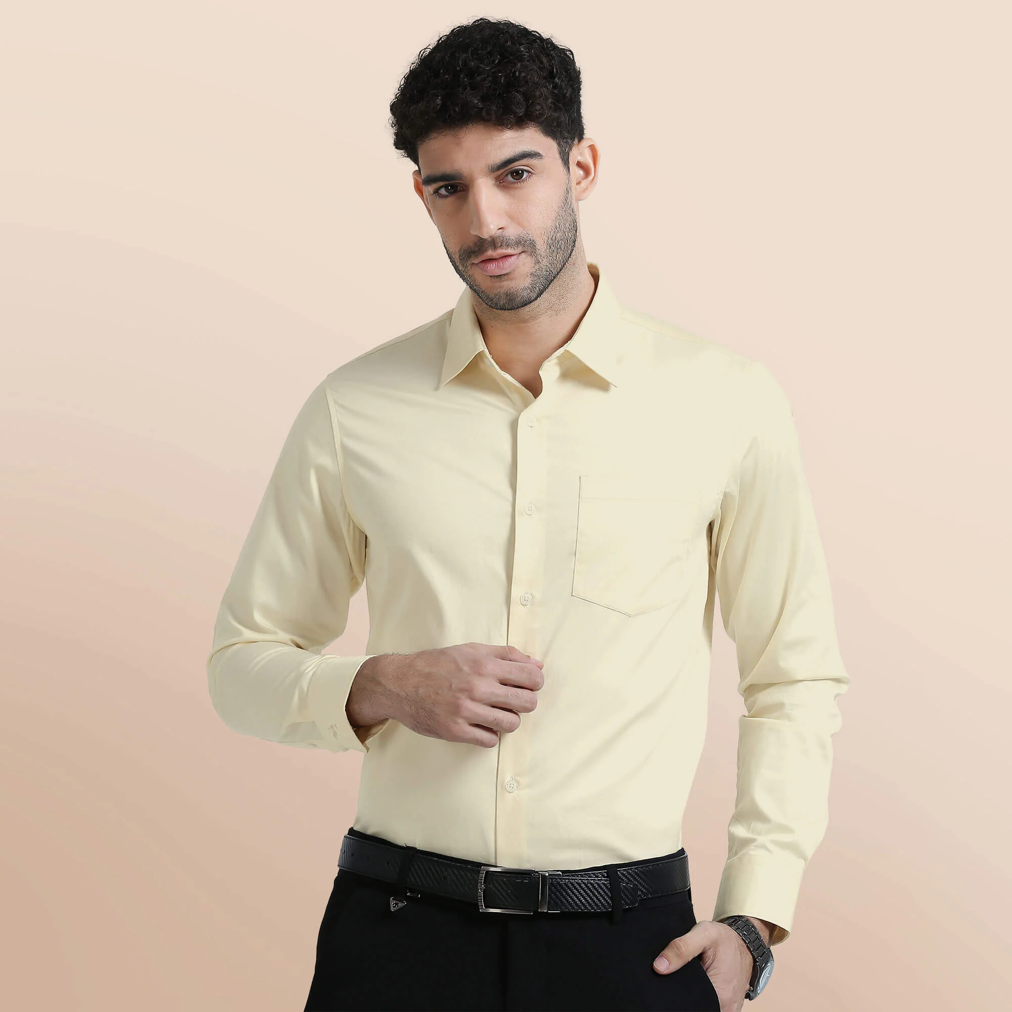 Cambridge Giza Cotton Shirt In Lemon Frost - Image 9
