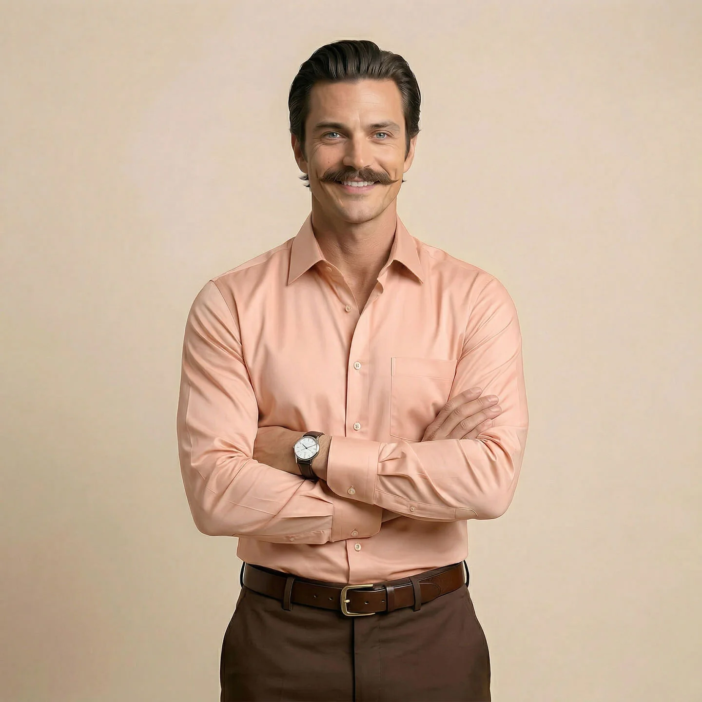 Cambridge Giza Cotton Shirt In Peach Fuzz - Image 5