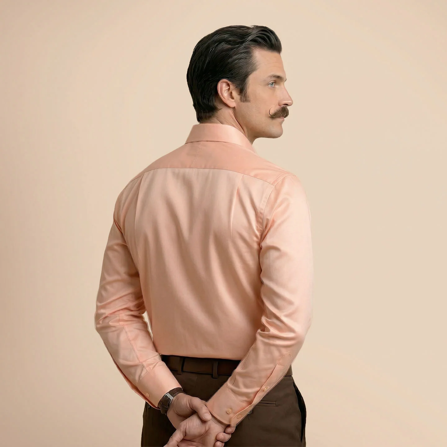 Cambridge Giza Cotton Shirt In Peach Fuzz - Image 6