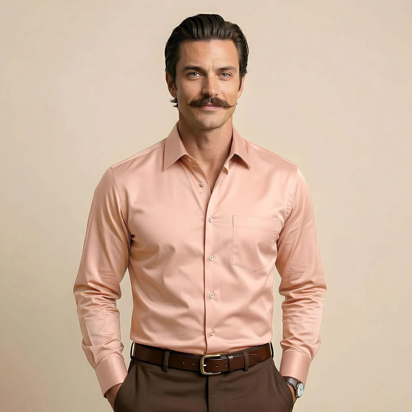 Cambridge Giza Cotton Shirt In Peach Fuzz - Image 8