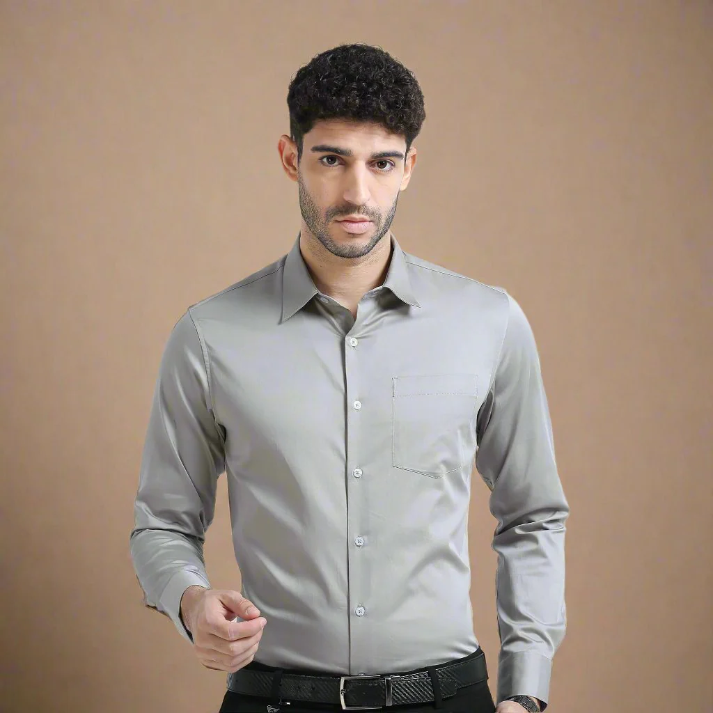 Cambridge Giza Cotton Shirt In Pewter - Image 10