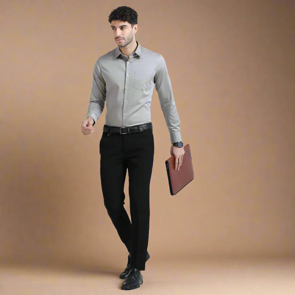 Cambridge Giza Cotton Shirt In Pewter - Image 9