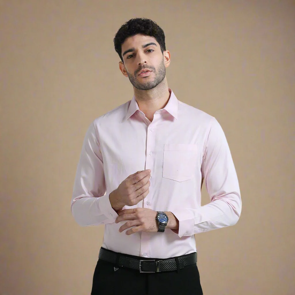 Cambridge Giza Cotton Shirt In Powder Pink - Image 9