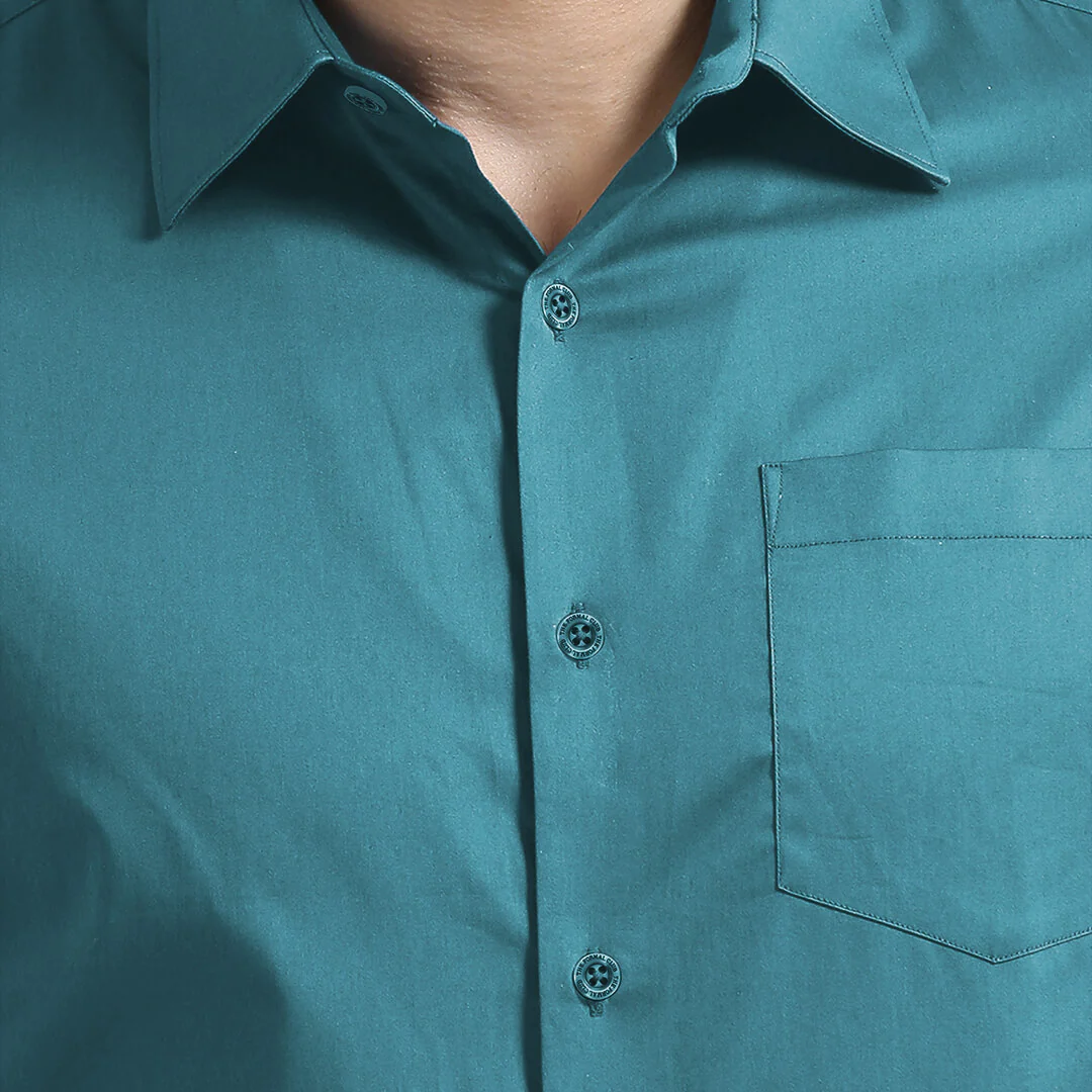 Cambridge Giza Cotton Shirt In Teal - Image 4