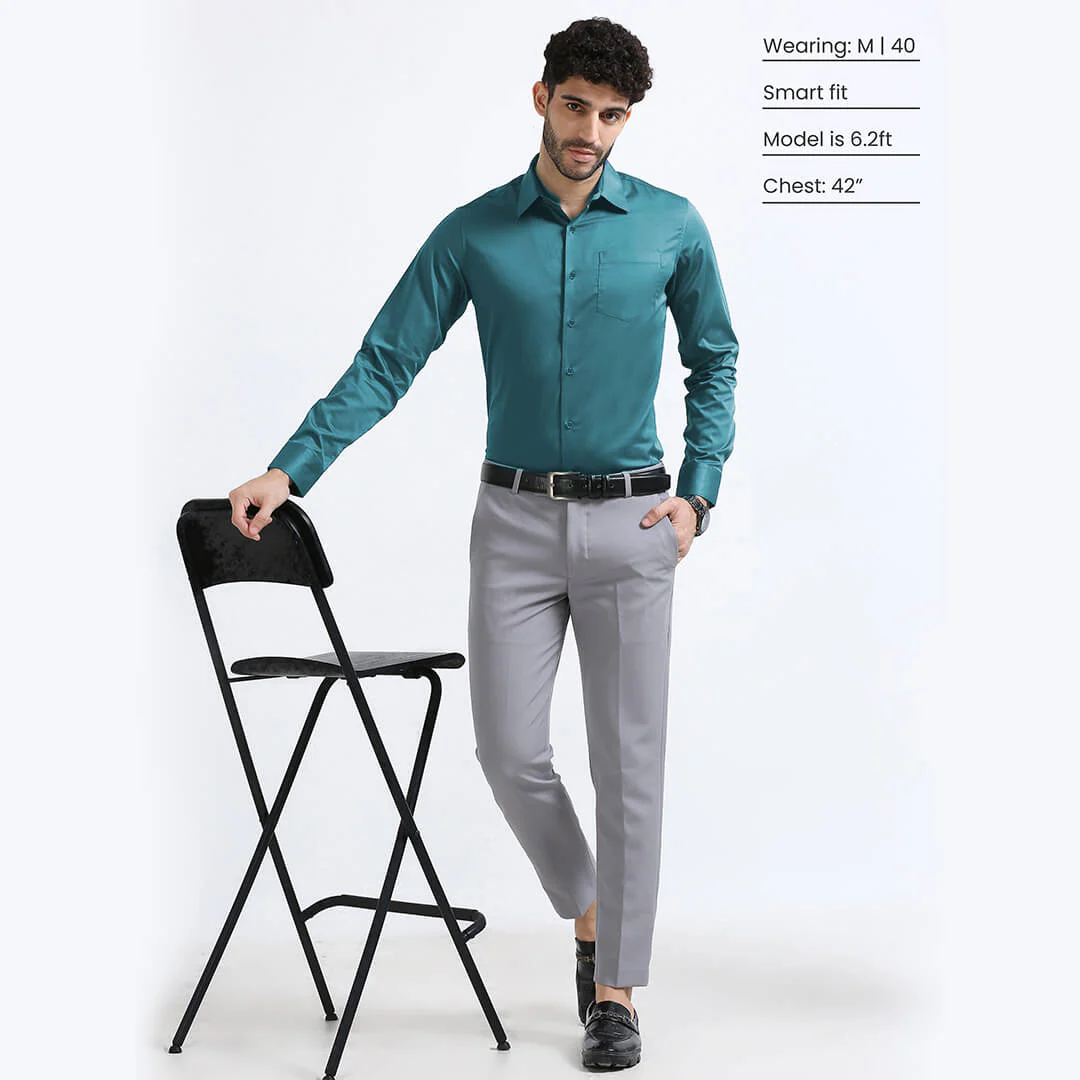 Cambridge Giza Cotton Shirt In Teal - Image 7