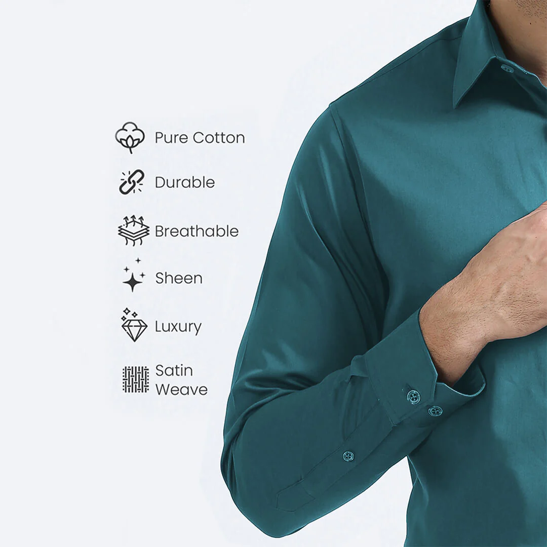 Cambridge Giza Cotton Shirt In Teal - Image 8