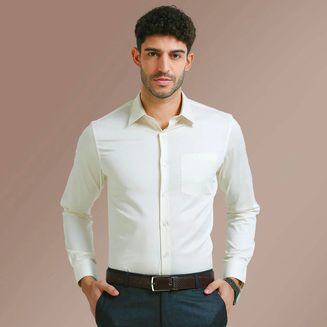 Cambridge Giza Cotton Shirt In Vanilla - Image 7