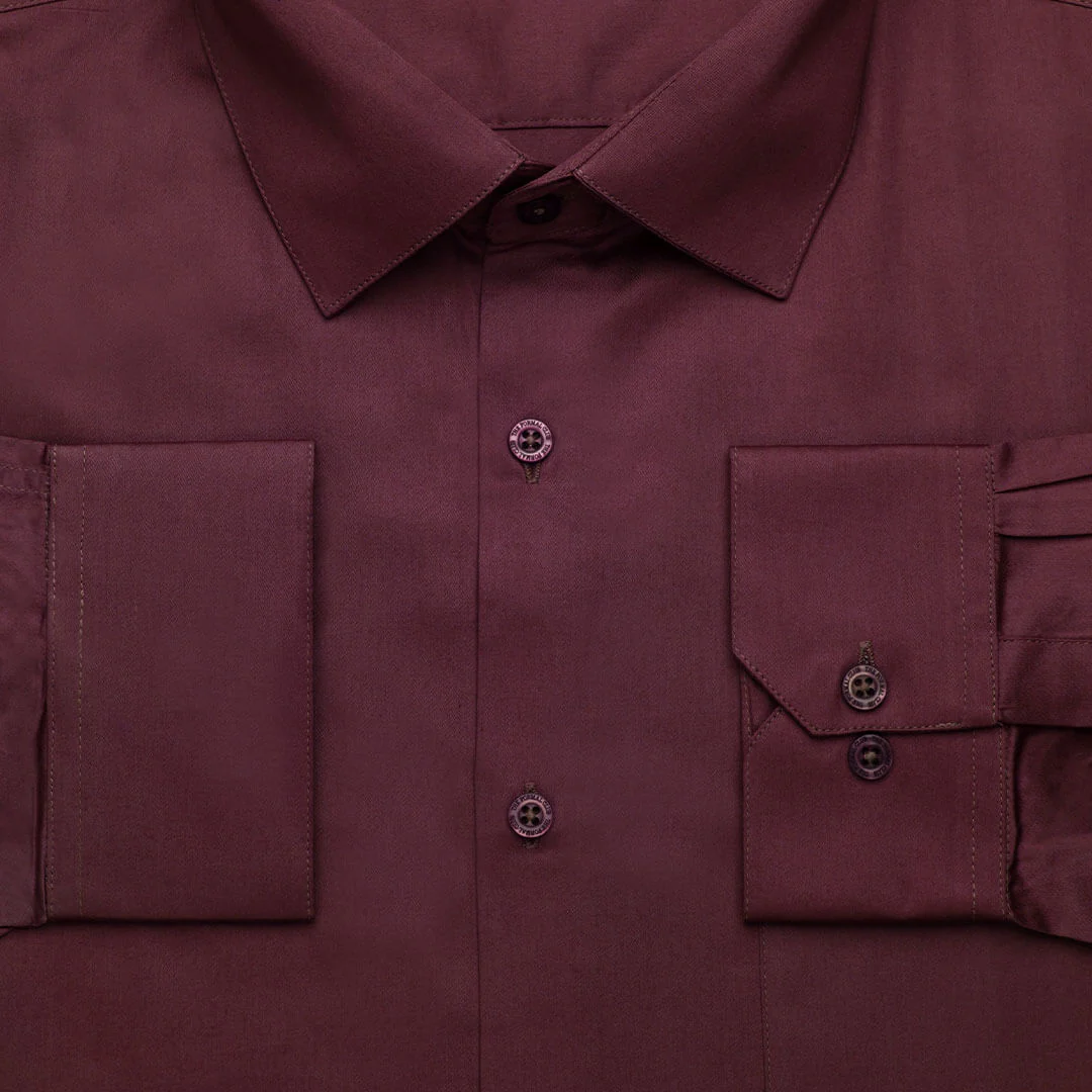 Cambridge Giza Cotton Shirt In Wineberry - Image 4