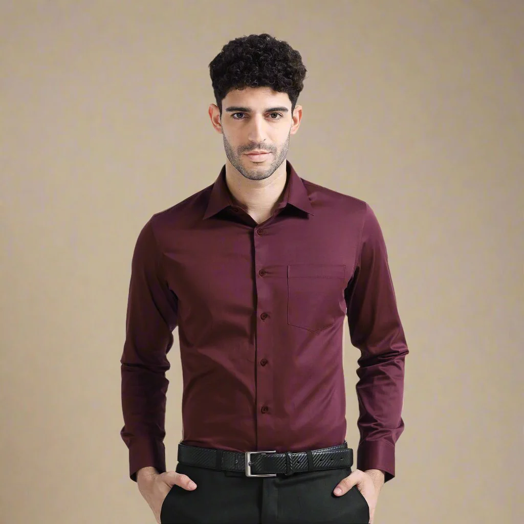 Cambridge Giza Cotton Shirt In Wineberry - Image 8