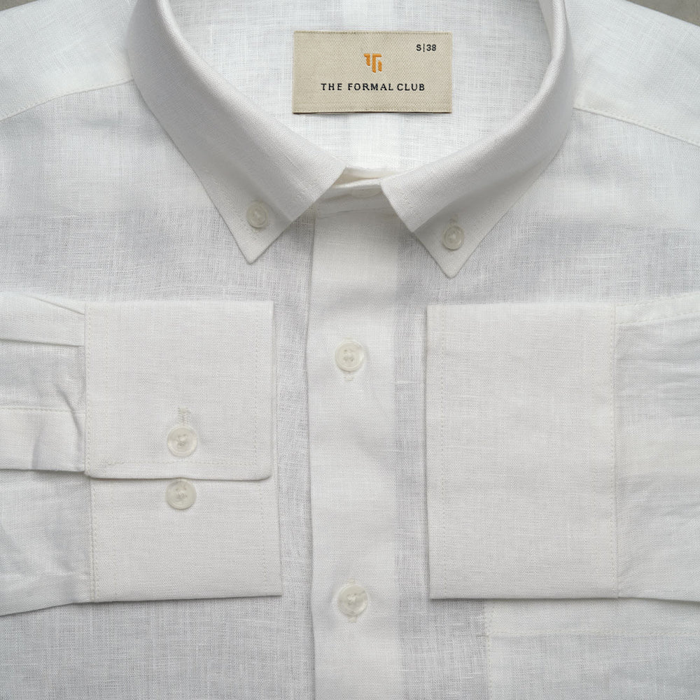 Cedar Pure Linen Full Sleeves Shirt in Snow - Image 7