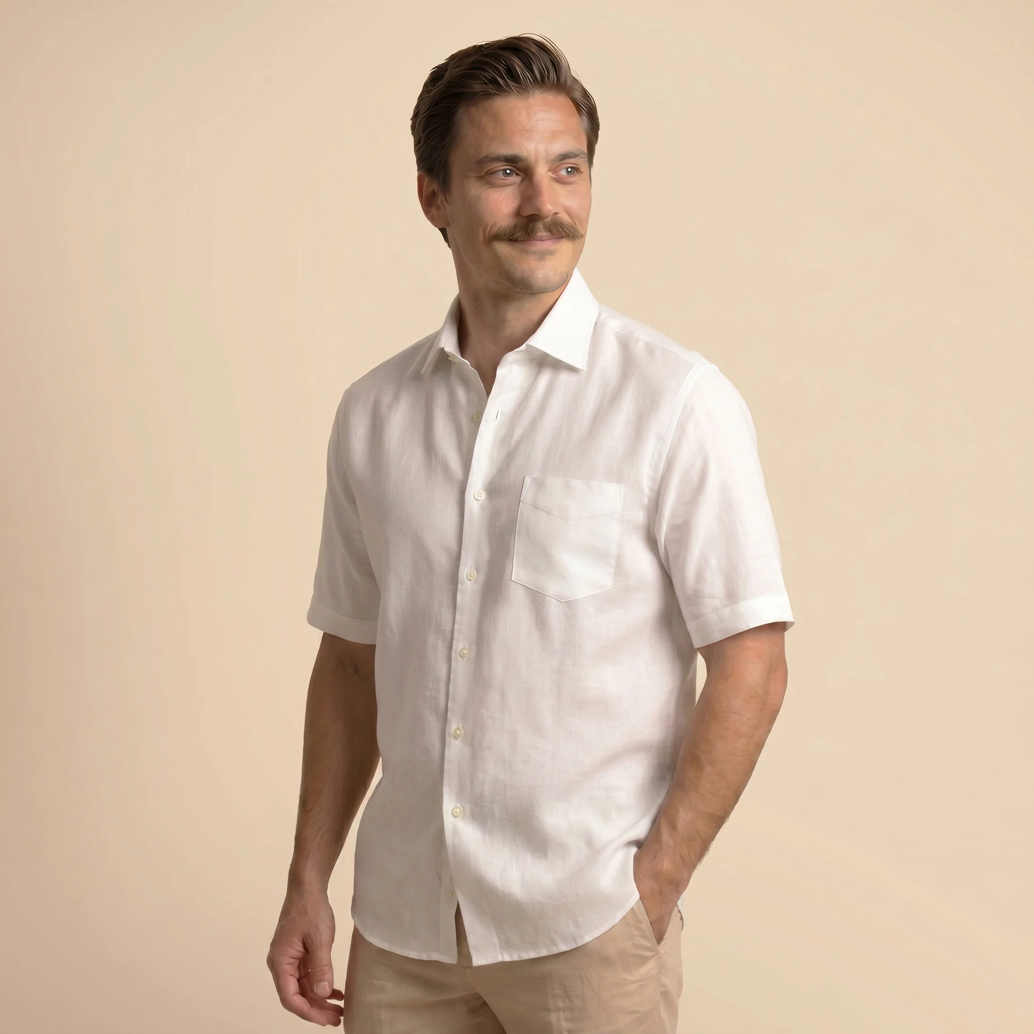 Cedar Pure Linen Full Sleeves Shirt in Snow - Image 5